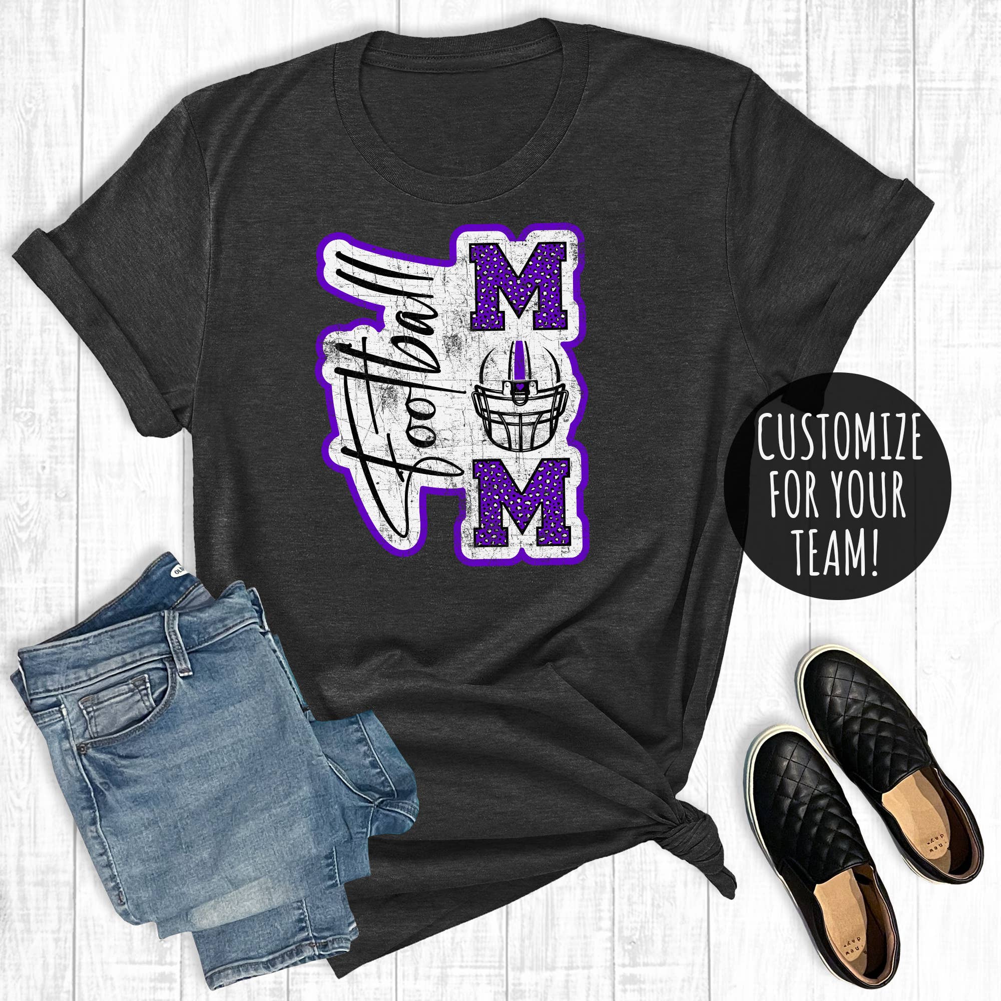 Custom Leopard Football Mom Game Day Graphic Tee Hoodie, Sweatshirt | PodTeesHub.com