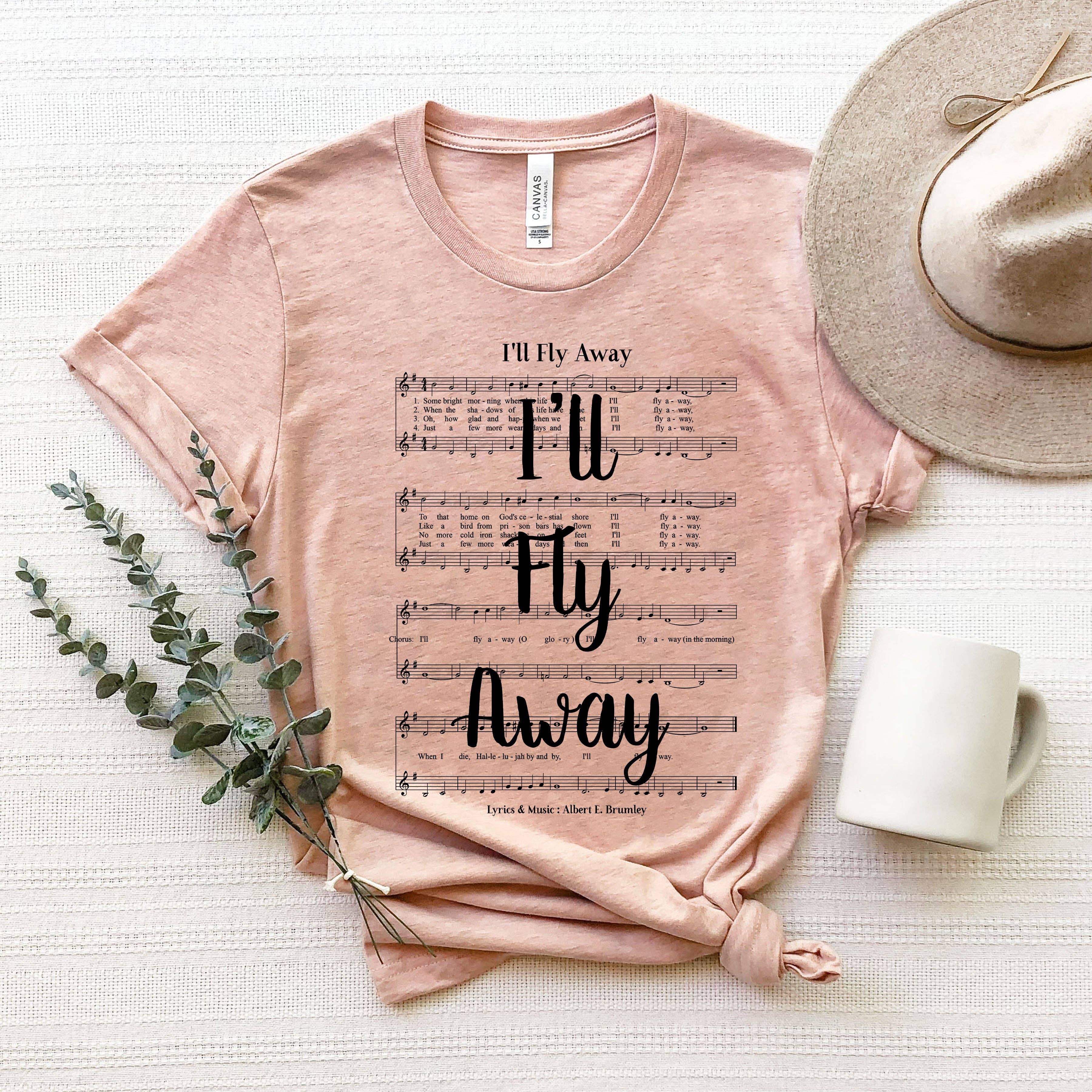 I'll Fly Away Hymn T-Shirt - Black Ink Hoodie, Sweatshirt | PodTeesHub.com