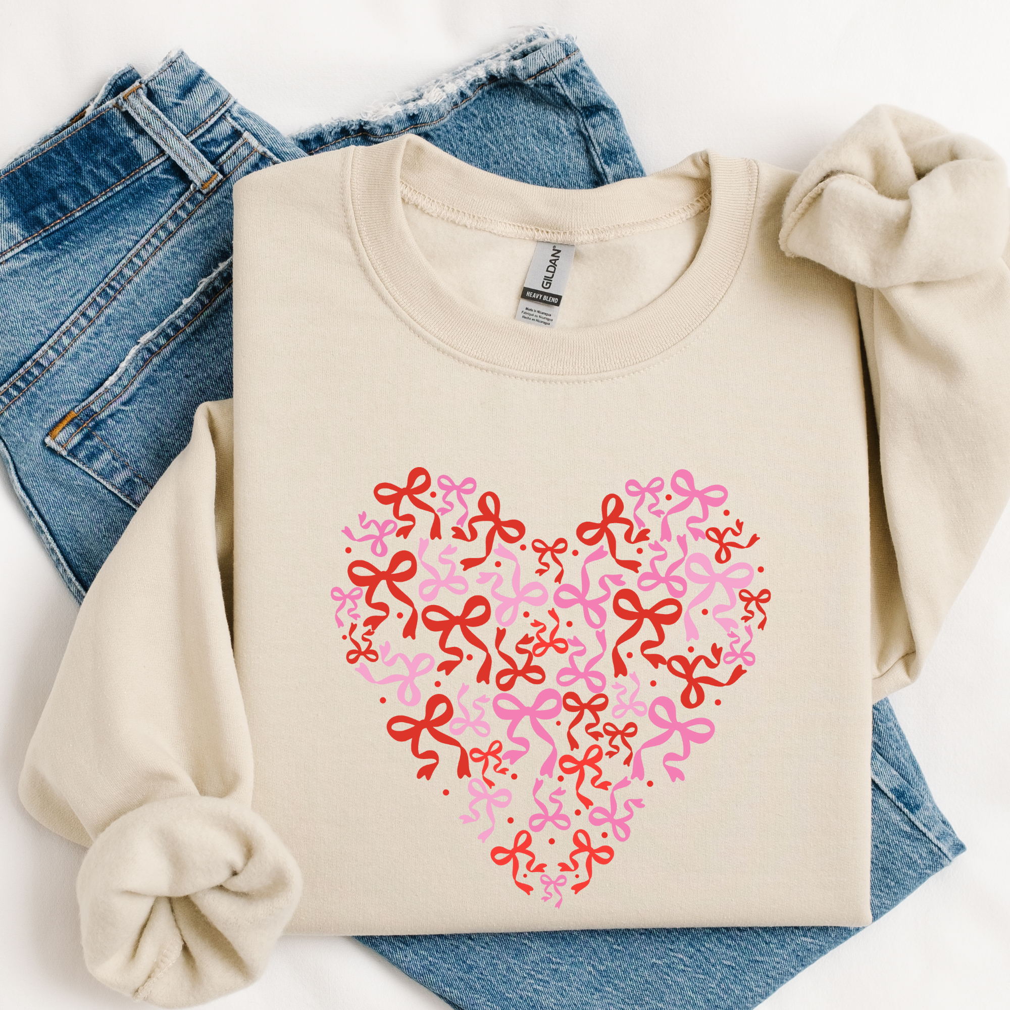 Bow Hearts Graphic Tee/Crewneck Hoodie, Sweatshirt | PodTeesHub.com