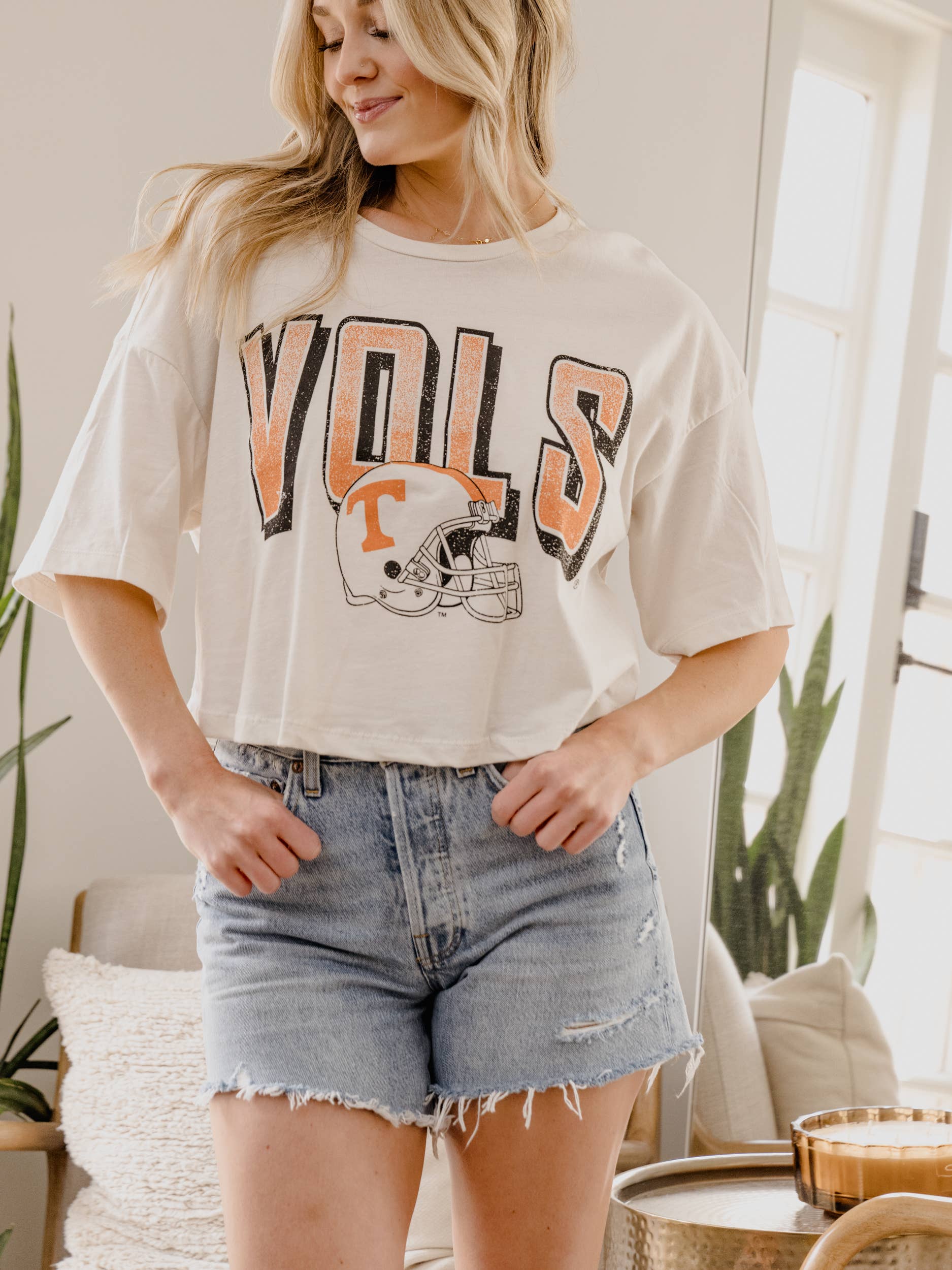 Tennessee Vols Helmet Fade Off White Cropped Tee Hoodie, Sweatshirt | PodTeesHub.com