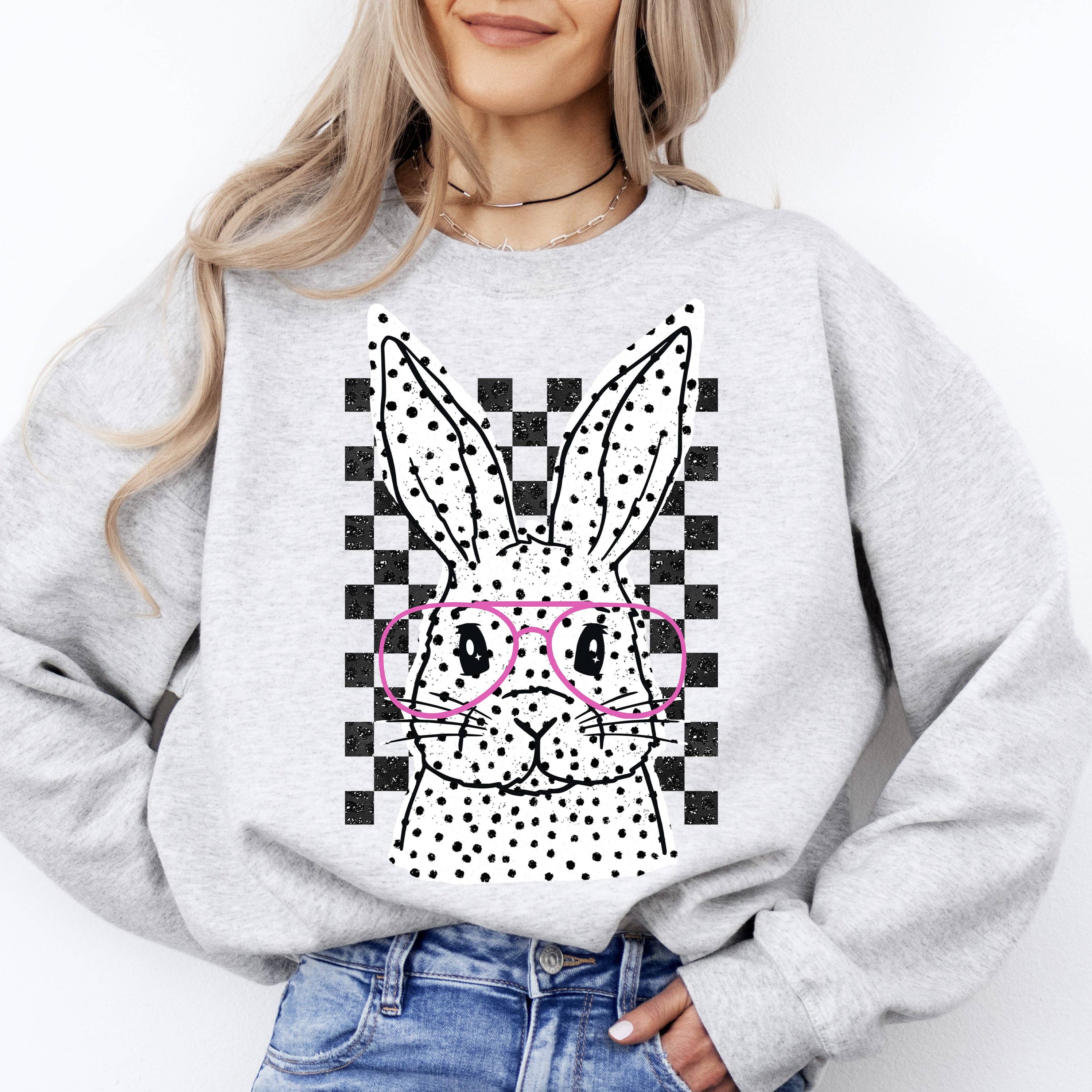Checkered, Retro, Polka Dot, Easter, Bunny Rabbit Sweatshirt T-Shirts, Hoodie | PodTeesHub.com