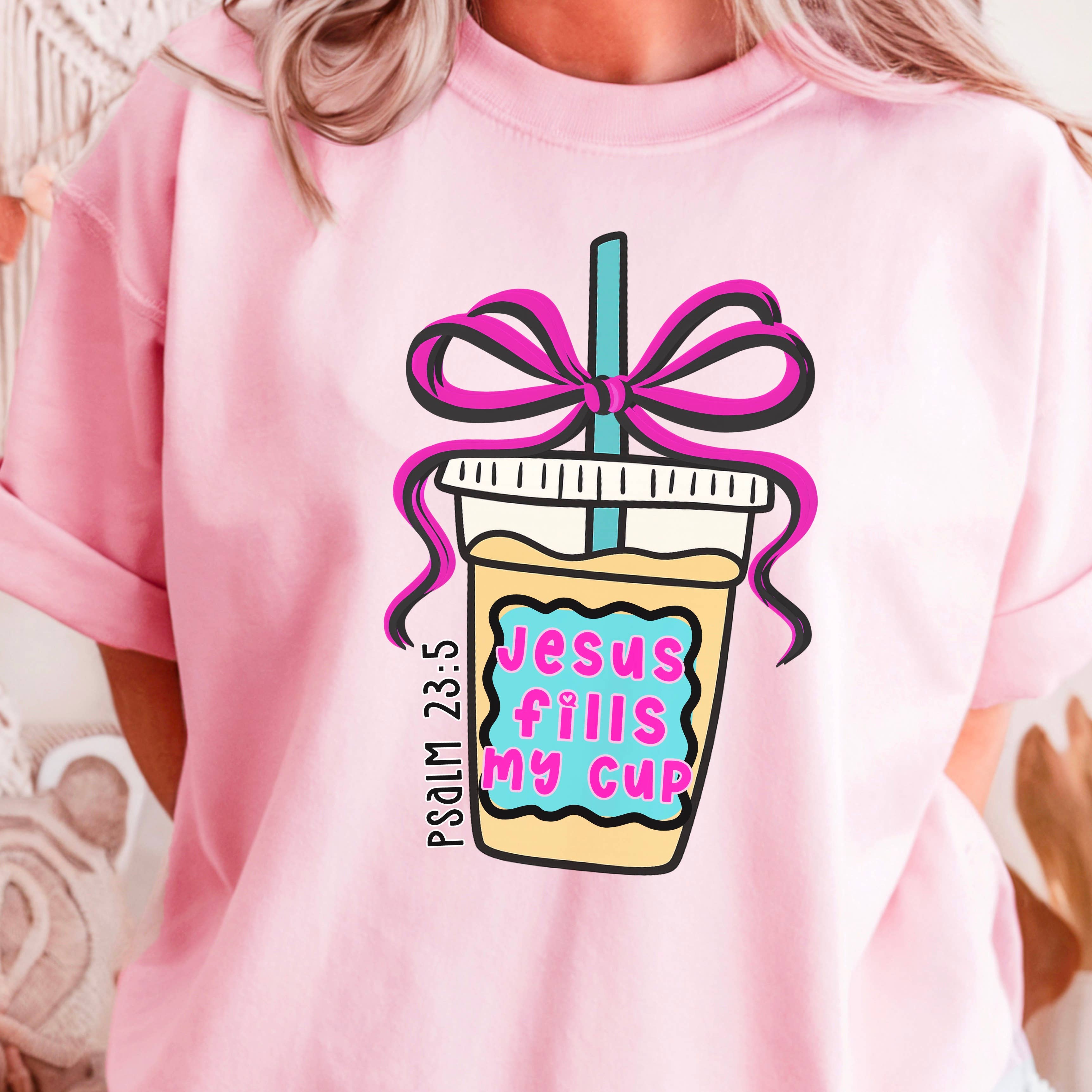 Jesus Fills My Cup  Christian Graphic T-Shirt | Gildan Hoodie, Sweatshirt | PodTeesHub.com