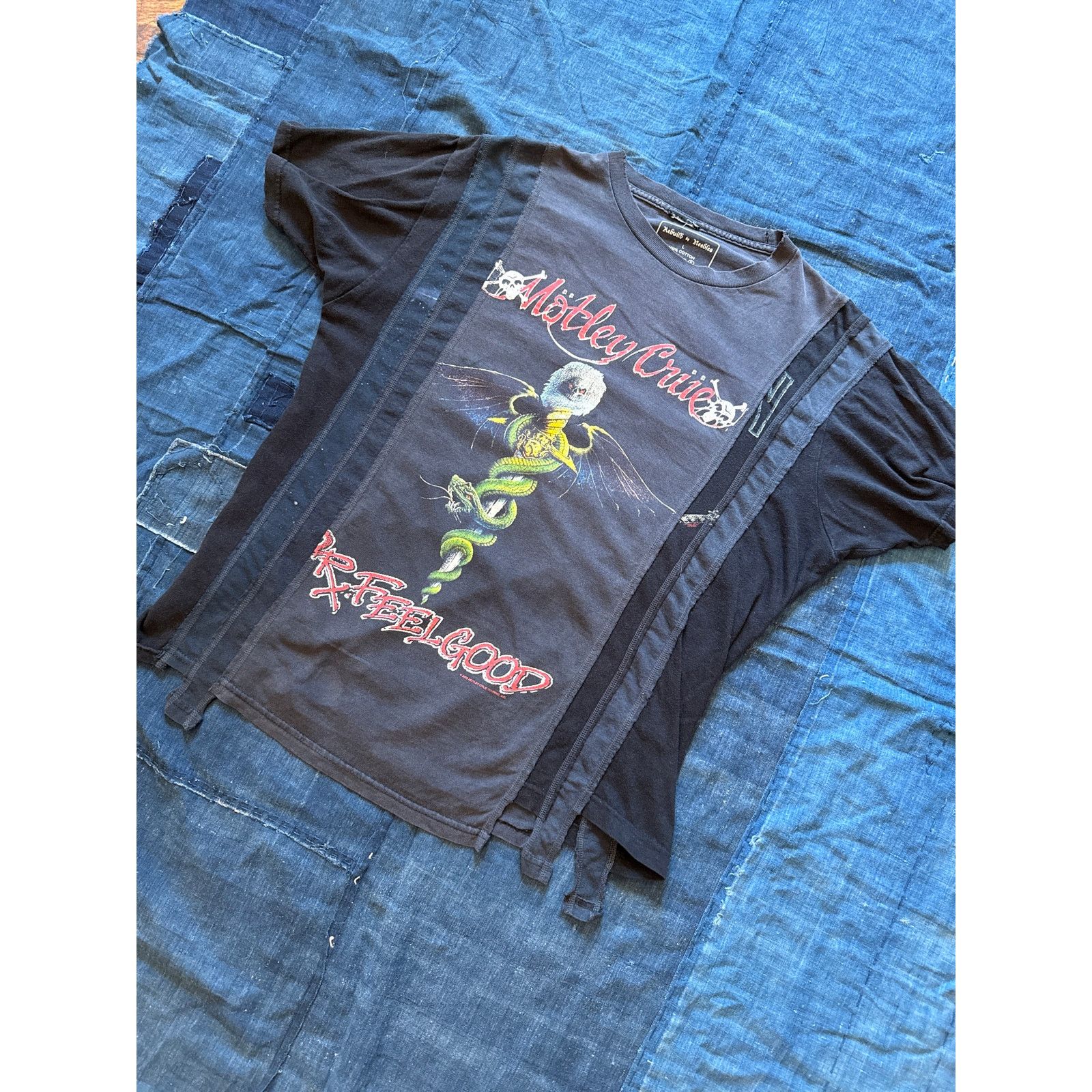 Band Tees Needles Rebuild Tee Motley Crue Vintage Band T Shirt L Hoodie, Sweatshirt | PodTeesHub.com