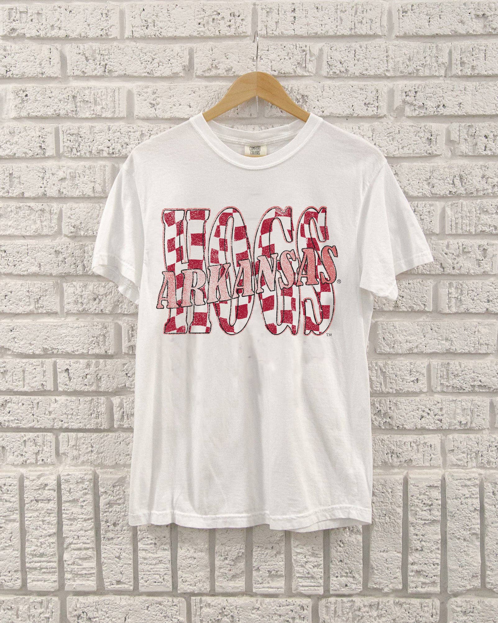 Arkansas Razorbacks Hogs Twisted Check White Cc Tee Hoodie, Sweatshirt | PodTeesHub.com