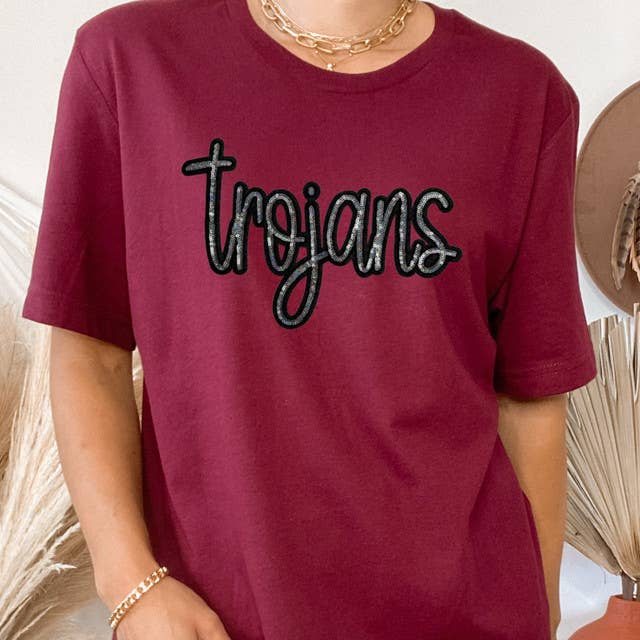 Trojans Sequin Patch Garnet Everyday Tee Hoodie, Sweatshirt | PodTeesHub.com