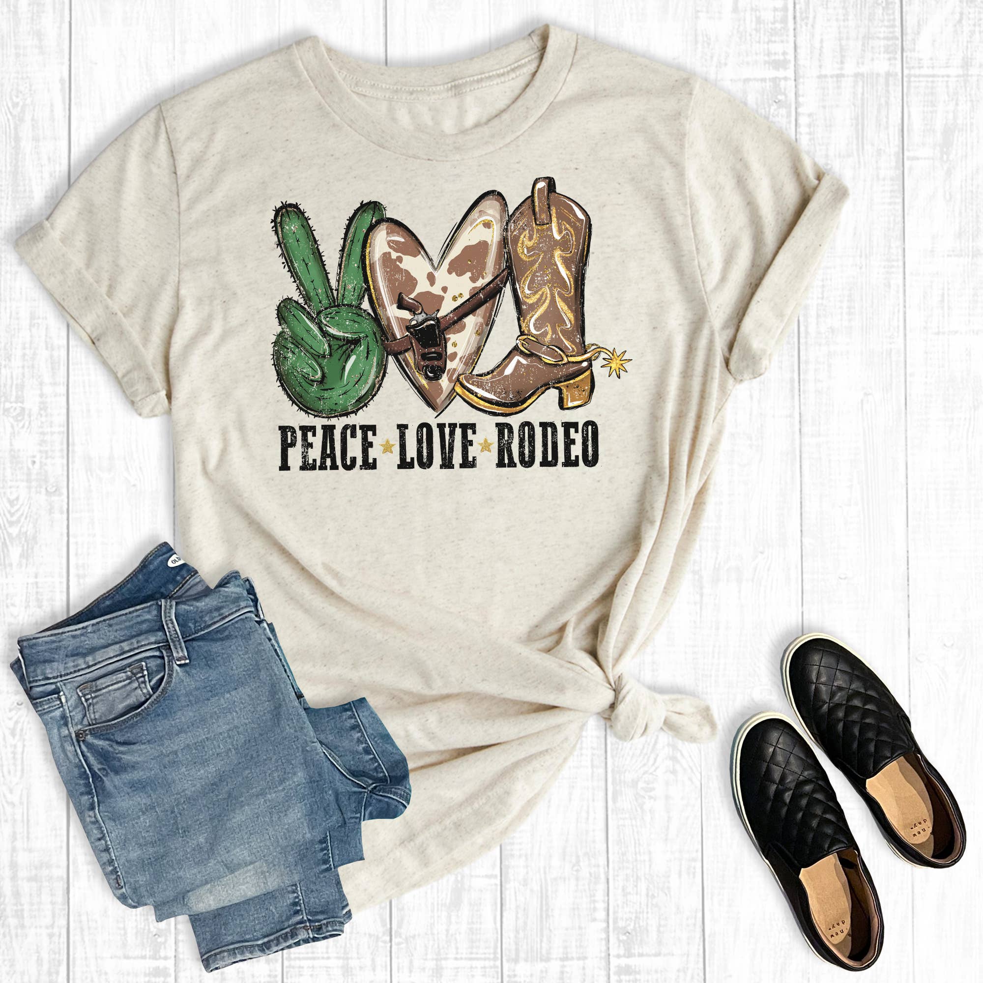 Western Peace Love Rodeo Graphic Tee Hoodie, Sweatshirt | PodTeesHub.com