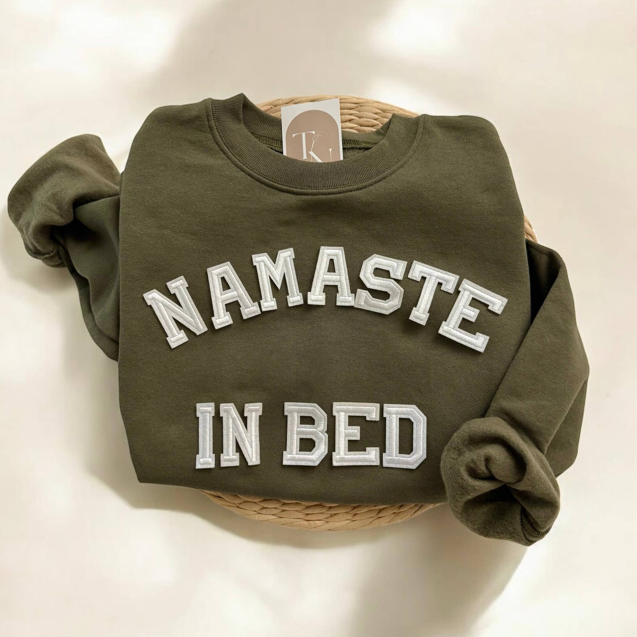 Namaste in Bed Sweatshirt, Funny Yoga Clothing For Women T-Shirts, Hoodie | PodTeesHub.com