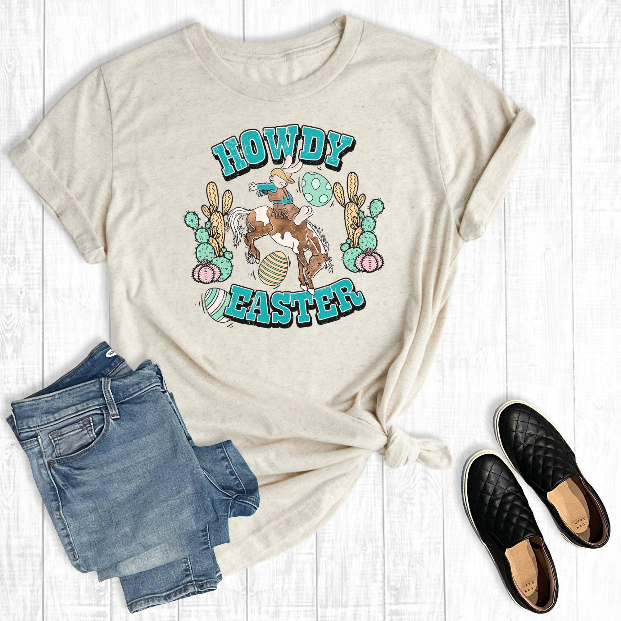 Western Easter Howdy Graphic Tee Hoodie, Sweatshirt | PodTeesHub.com