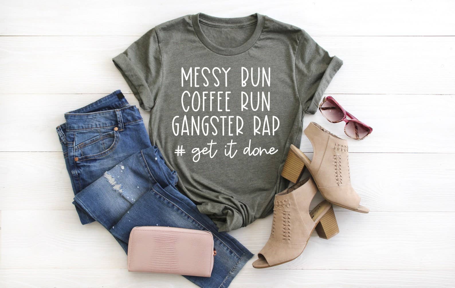 Messy Bun Coffee Run Gangsta Rap T-Shirt Hoodie, Sweatshirt | PodTeesHub.com