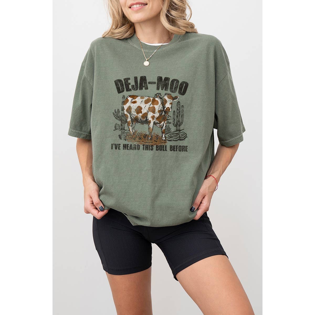 Deja Moo Vintage Graphic Oversized Tee Hoodie, Sweatshirt | PodTeesHub.com