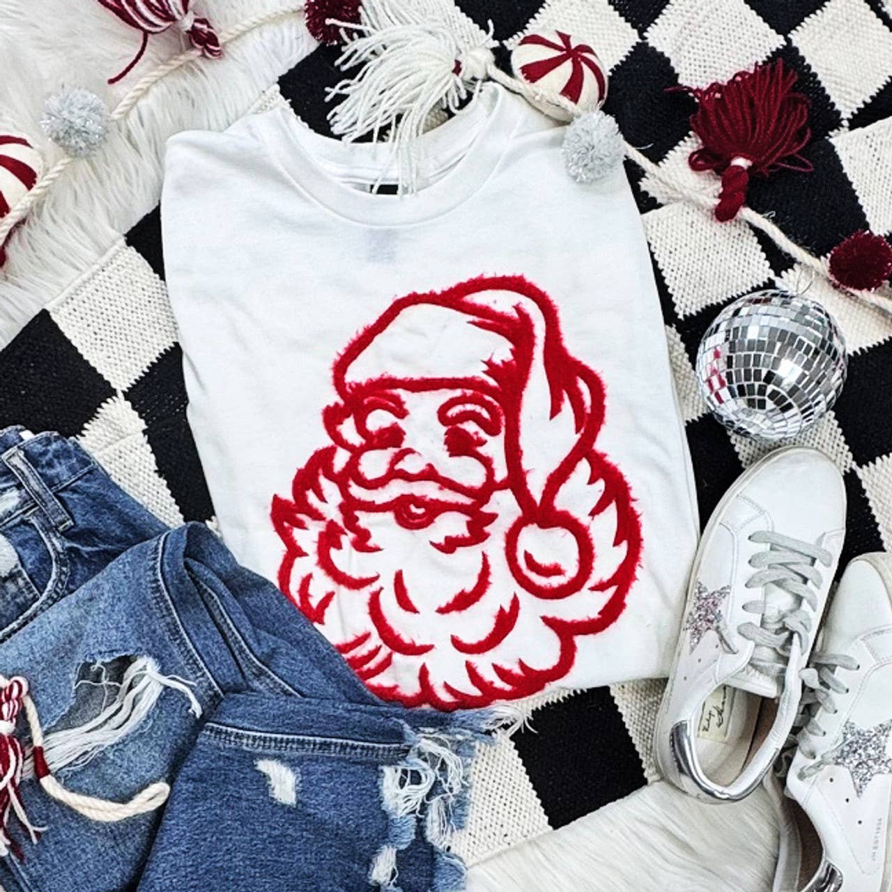 Fluffy Vintage Santa Tee Hoodie, Sweatshirt | PodTeesHub.com