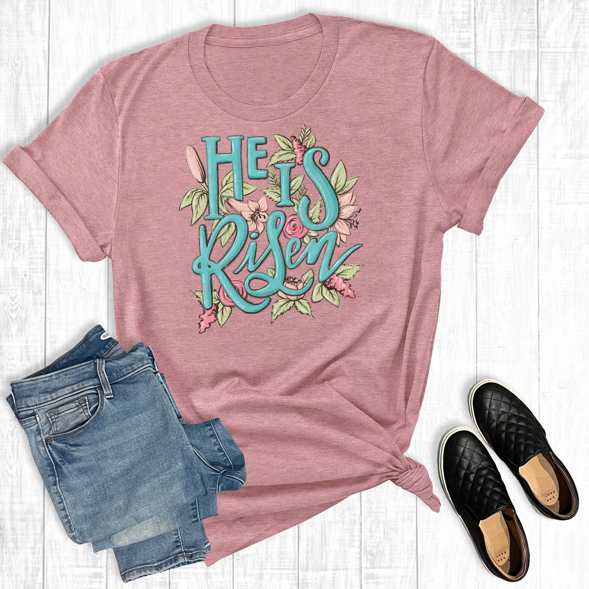He Is Risen Floral Graphic Tee Hoodie, Sweatshirt | PodTeesHub.com
