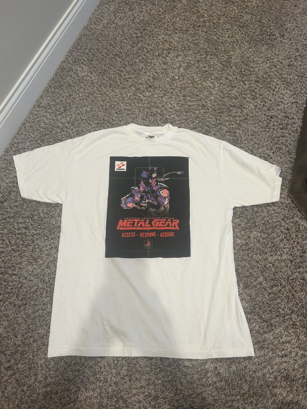 Playstation Vintage Metal Gear Solid White Promo T Shirt 90s Hoodie, Sweatshirt | PodTeesHub.com