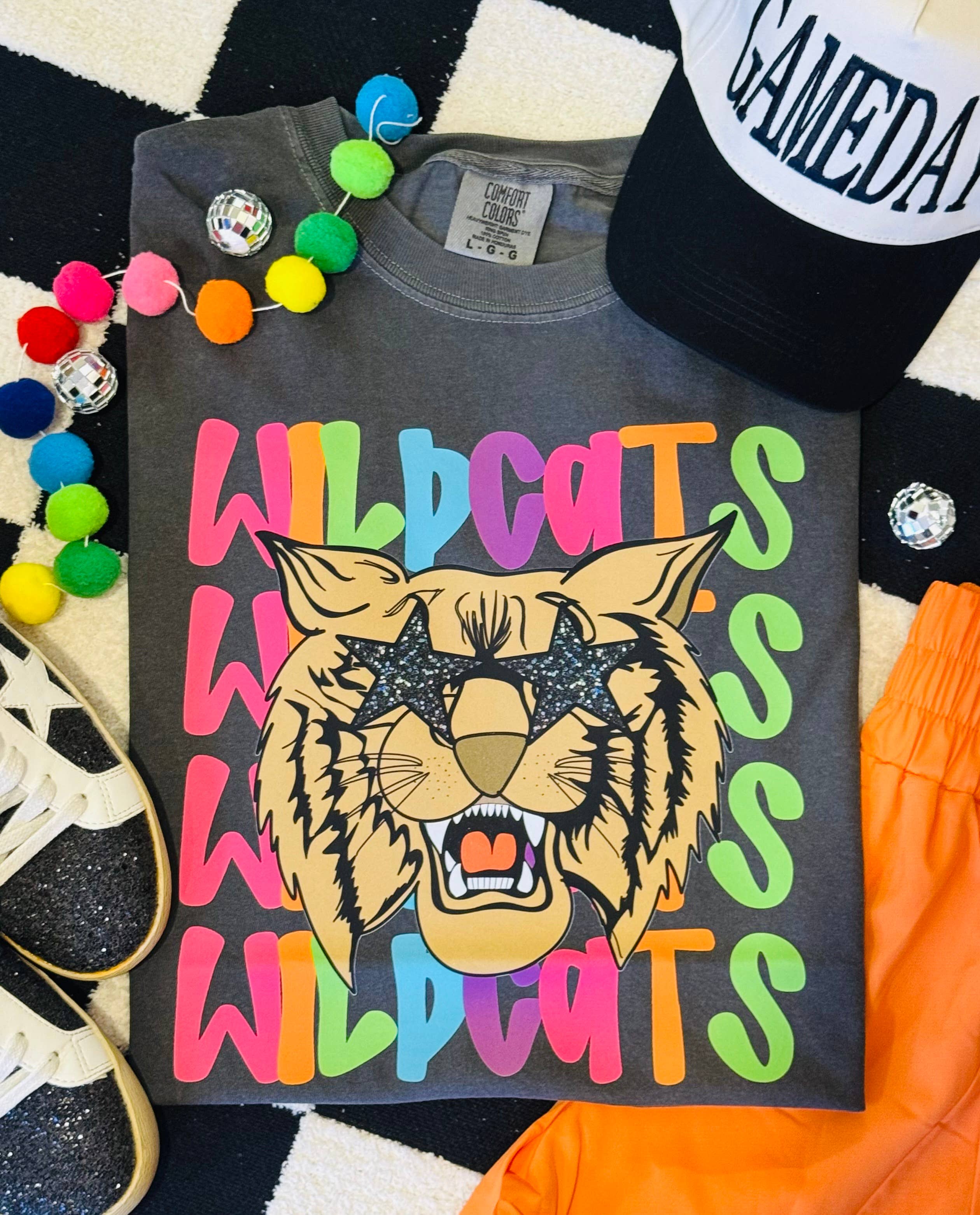 Wildcats Neon Mascot Tee Hoodie, Sweatshirt | PodTeesHub.com
