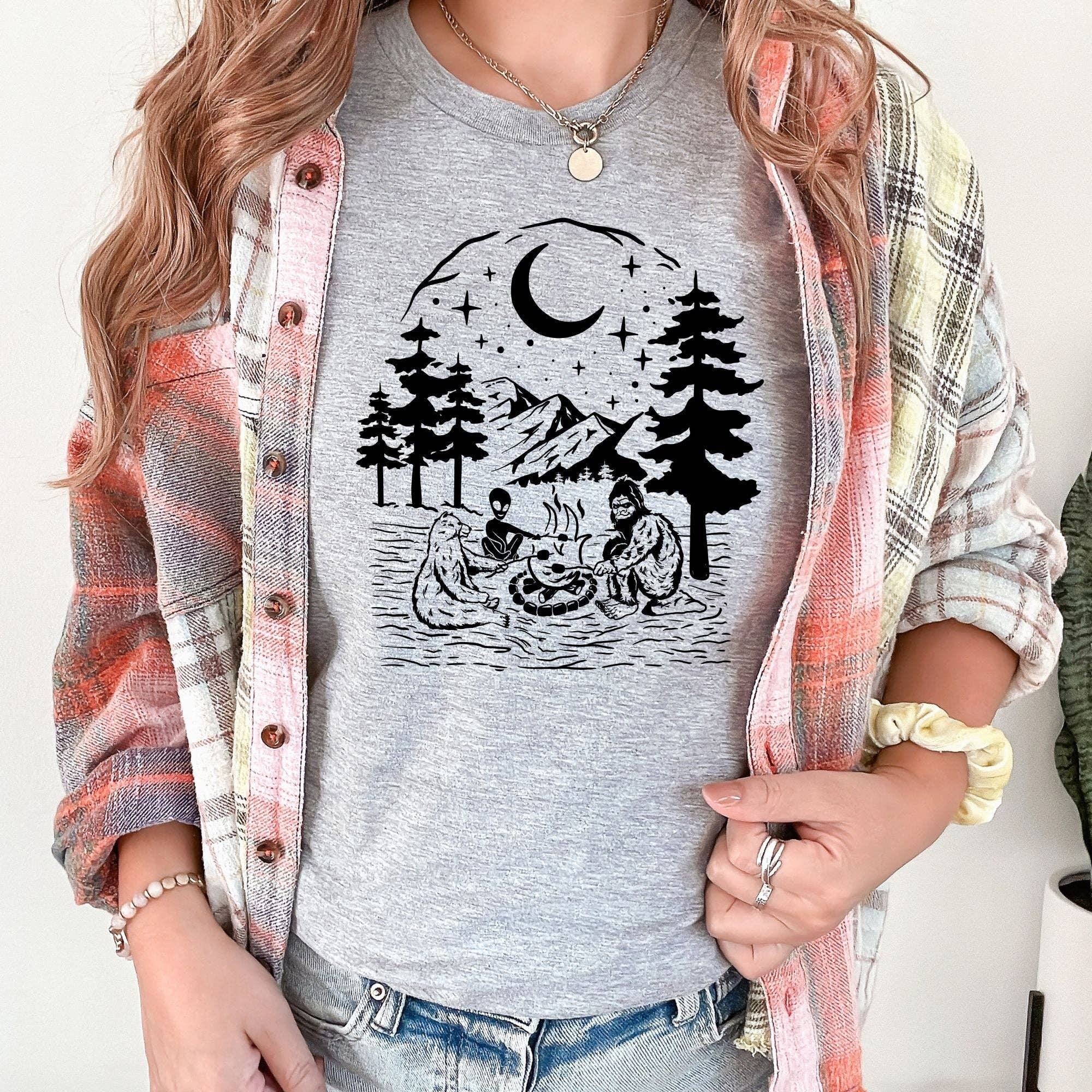 Bigfoot, Bear, Alien Camping Tshirt *Unisex Fit*204 Hoodie, Sweatshirt | PodTeesHub.com