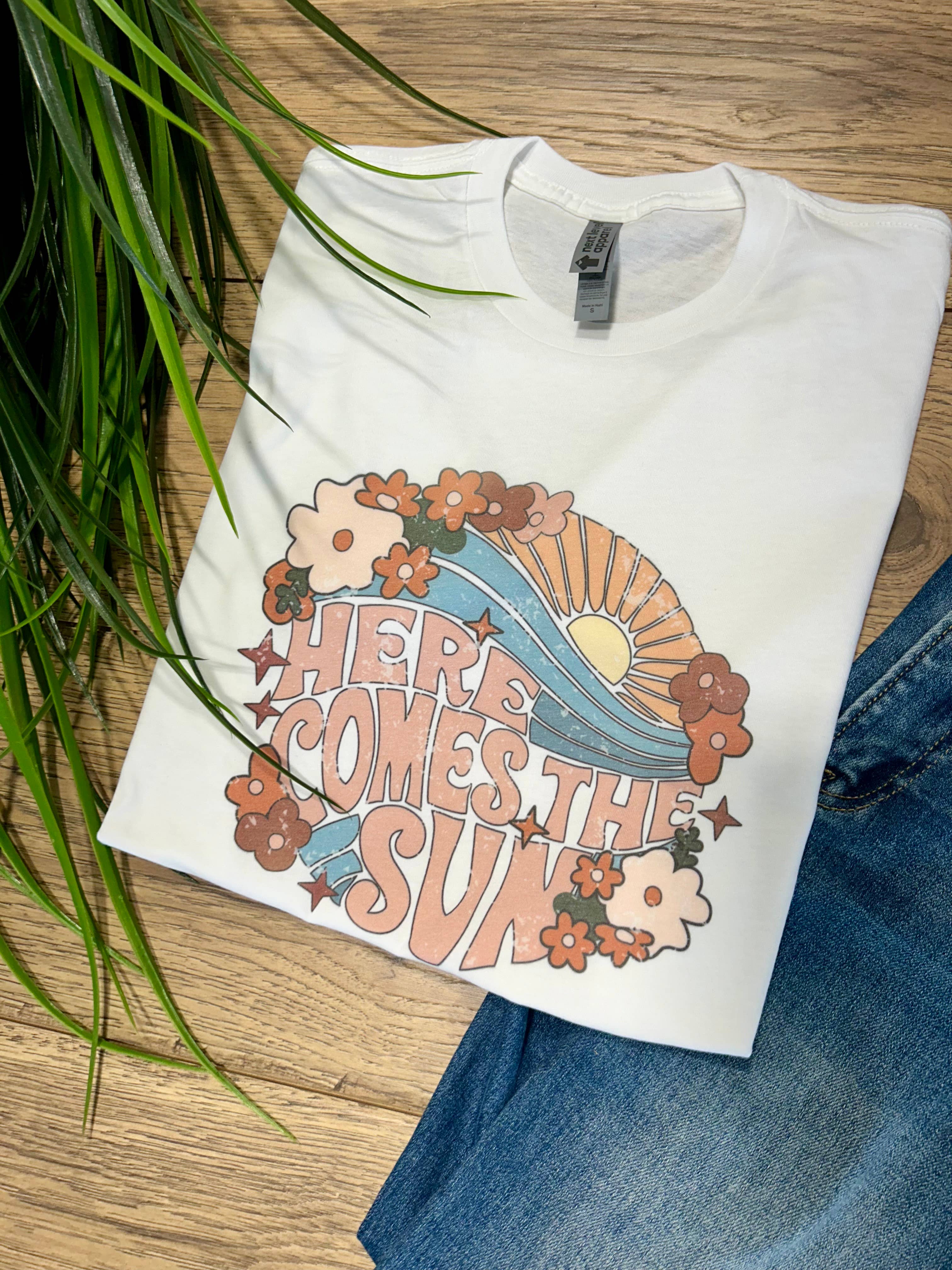Here Comes the Sun Graphic Tee Hoodie, Sweatshirt | PodTeesHub.com