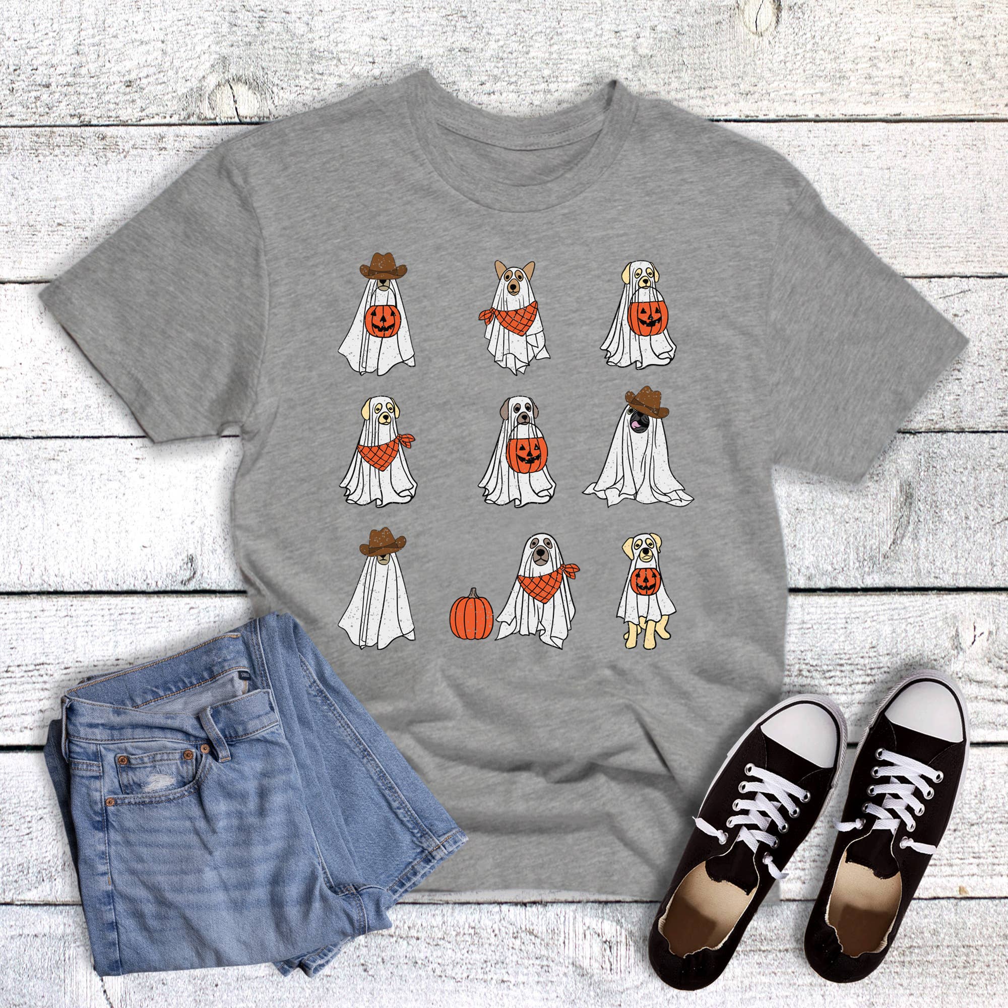 Halloween Ghost Dogs Graphic Tee Hoodie, Sweatshirt | PodTeesHub.com