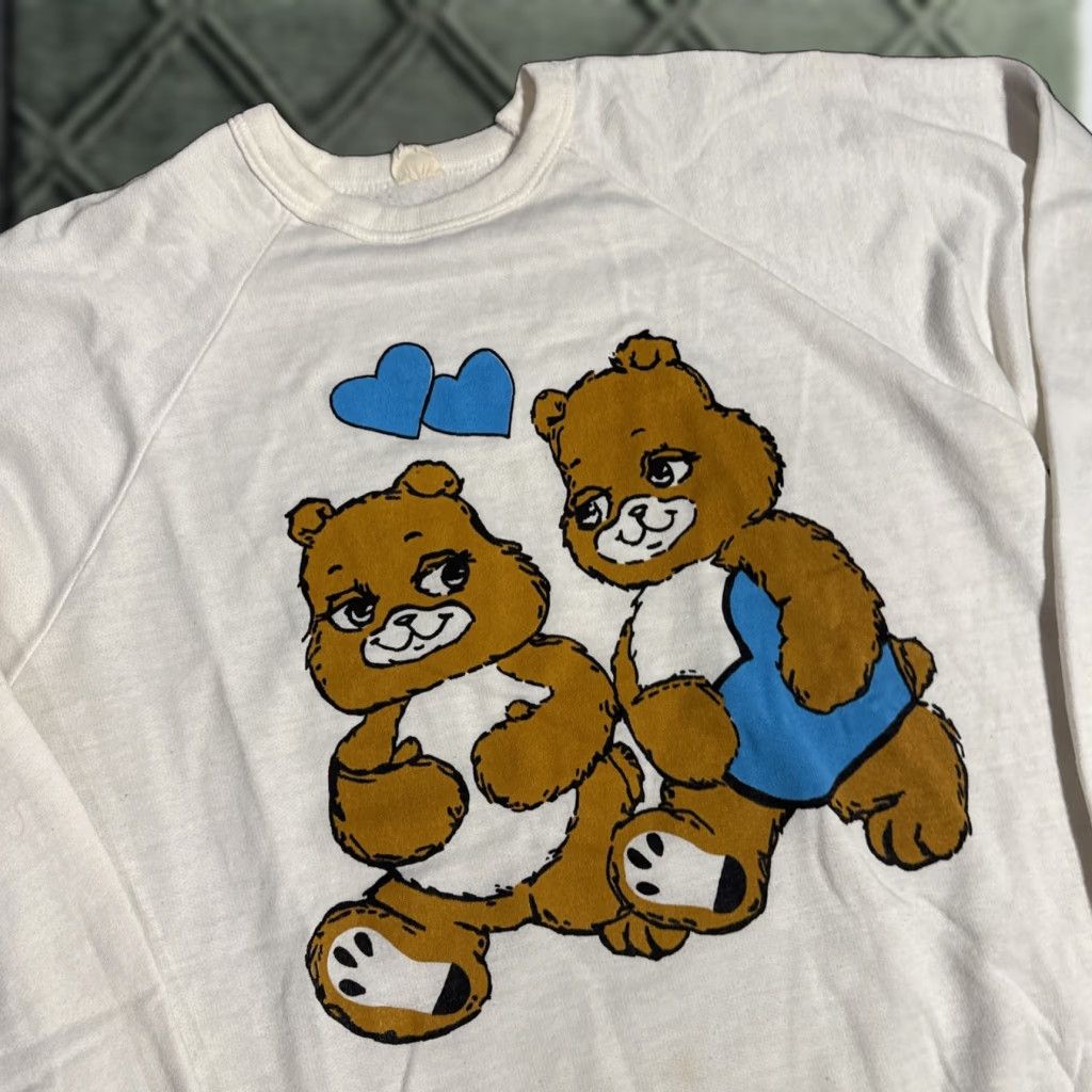 Vintage Teddy Bear Graphic White Crewneck Sweatshirt L 80s Unisex Adults Pullover Men Women T-Shirts, Hoodie | PodTeesHub.com
