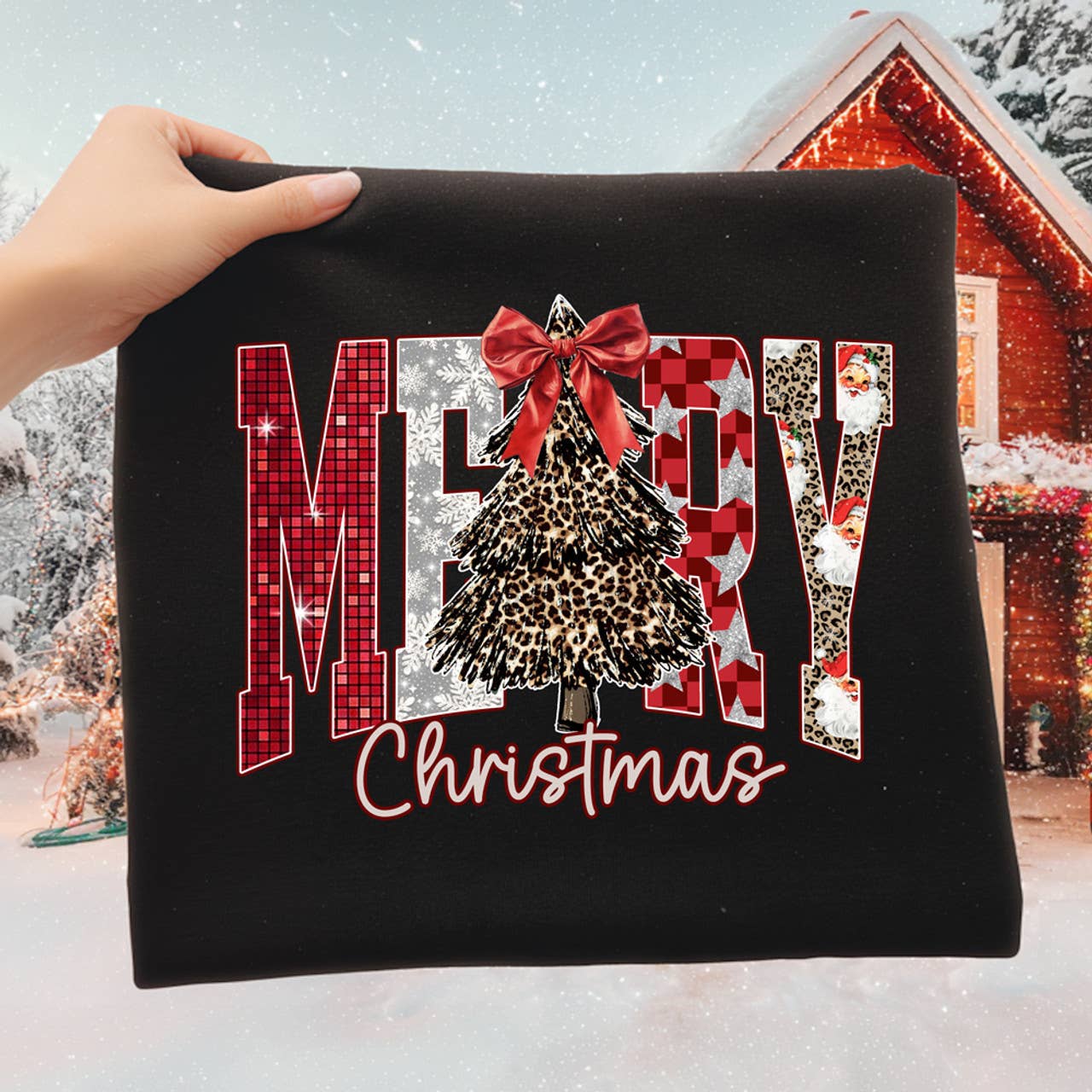 Merry Christmas Leopard Tree Tee Hoodie, Sweatshirt | PodTeesHub.com