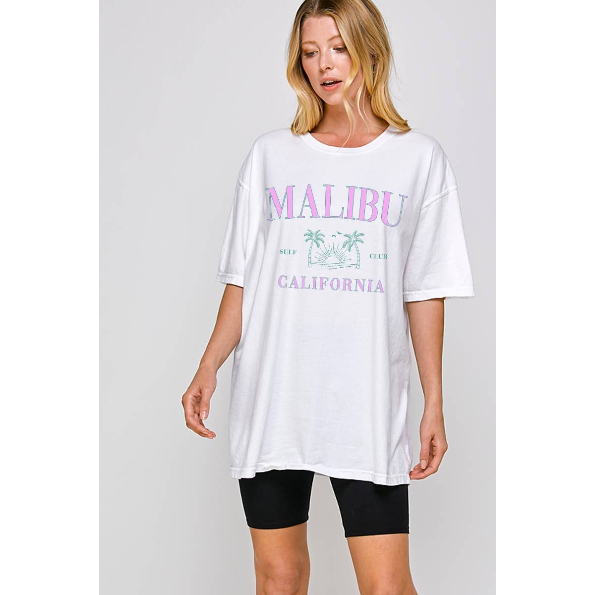 Malibu Graphic Oversized Tee Hoodie, Sweatshirt | PodTeesHub.com