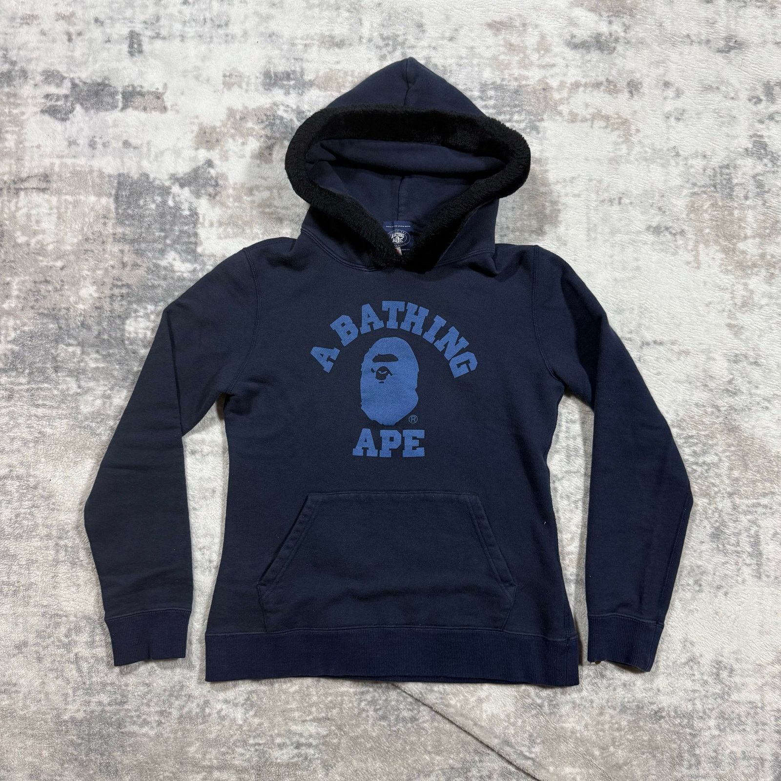 Nigo Authentic Bape 2000 S Fur Hood College Logo Hoodie S T-Shirts, Sweatshirt | PodTeesHub.com