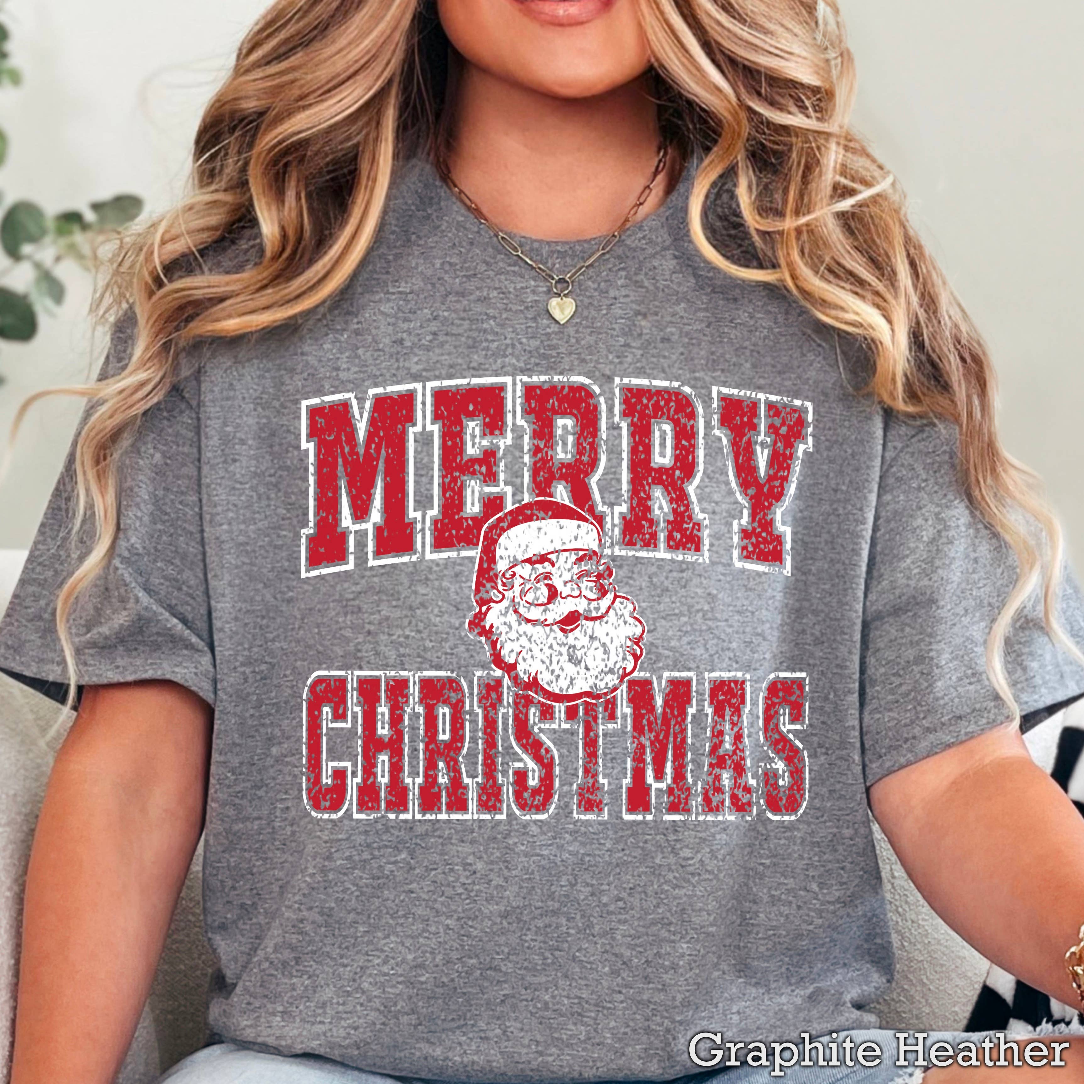 Merry Christmas Vintage Santa Graphic T-Shirt | Gildan Hoodie, Sweatshirt | PodTeesHub.com