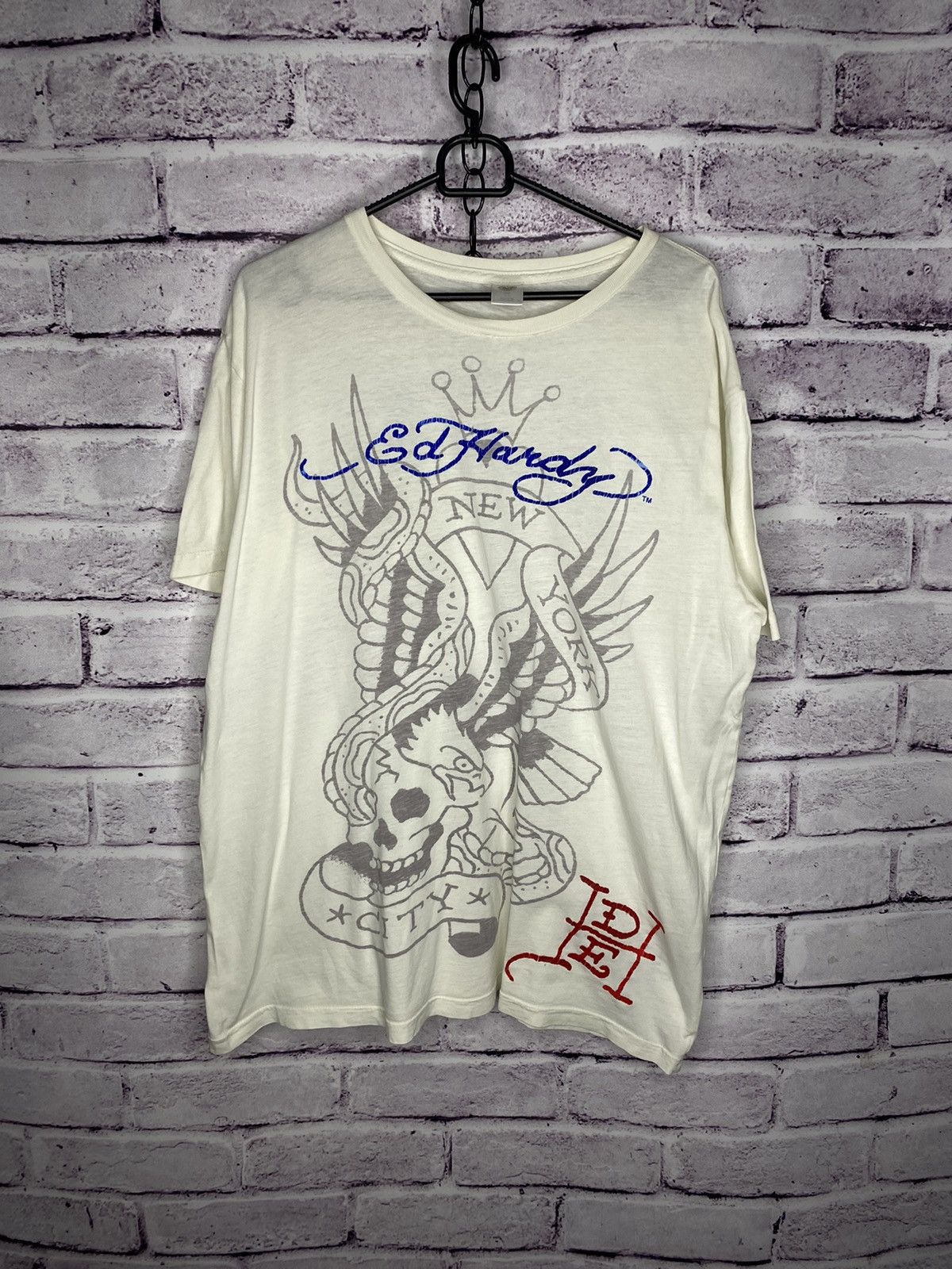 Hardy Ed Hardy By Cristian Audigier Overprint Logo Distressed Tee Hoodie, Sweatshirt | PodTeesHub.com