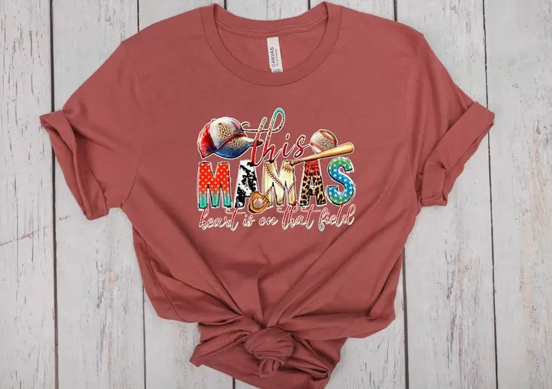 This Mama's Heart Is On That Field T-Shirt Hoodie, Sweatshirt | PodTeesHub.com