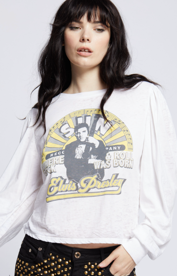 302528 - 1130 Elvis X Sun Record Ls Burn Out Tee Hoodie, Sweatshirt | PodTeesHub.com