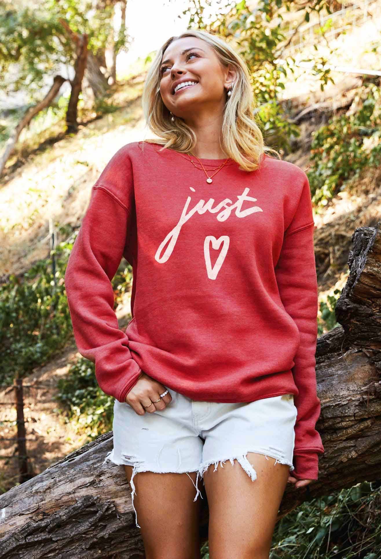 Just Love Graphic Sweatshirt - Relaxed Fit T-Shirts, Hoodie | PodTeesHub.com