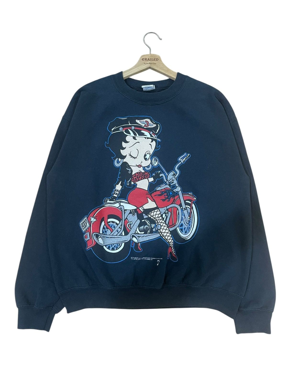 Vintage 90 S Betty Boop Motorcycle Crewneck Sweatshirt T-Shirts, Hoodie | PodTeesHub.com