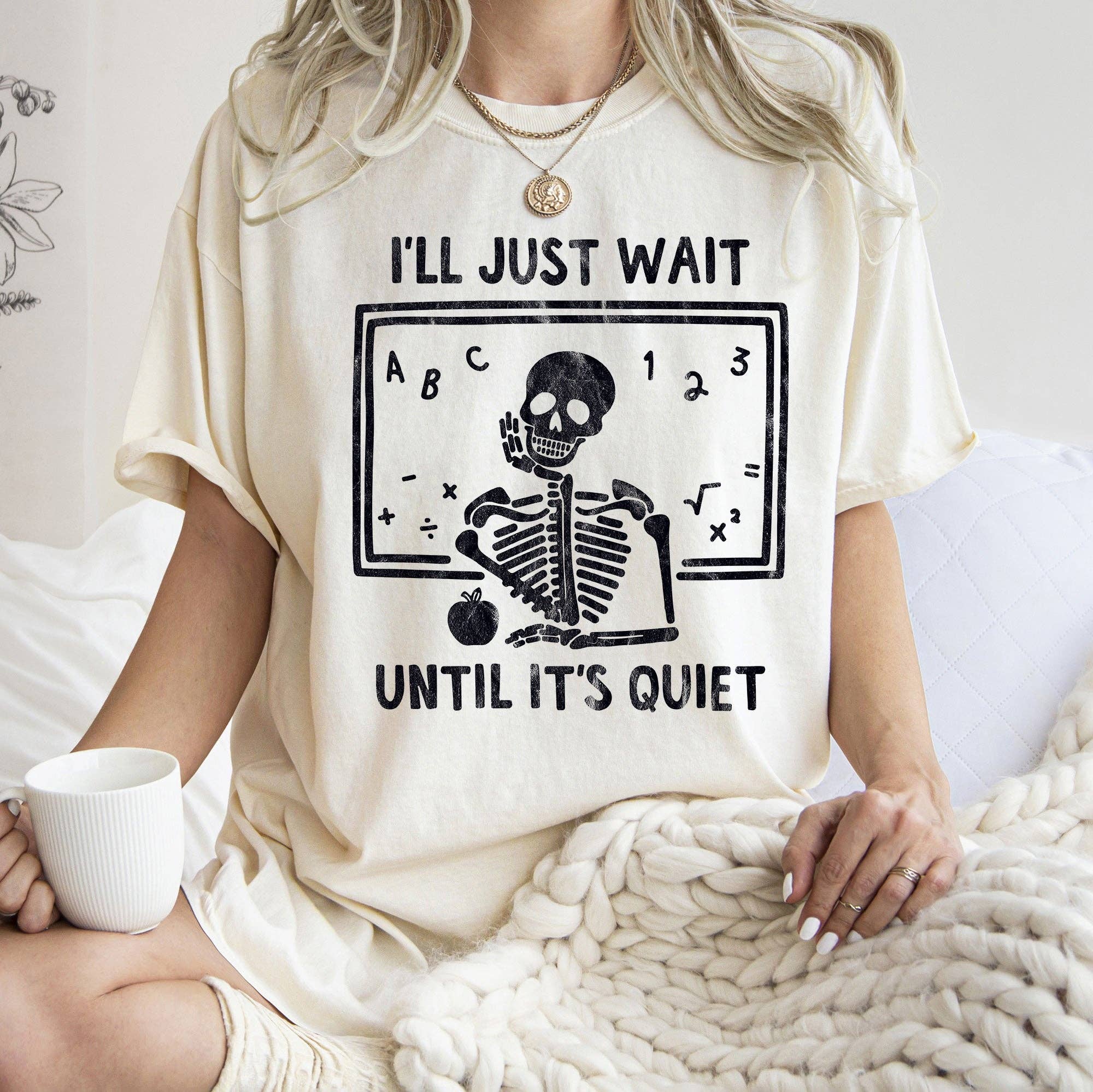 I'll Just Wait Teacher Retro Halloween T-Shirt Black Print Hoodie, Sweatshirt | PodTeesHub.com