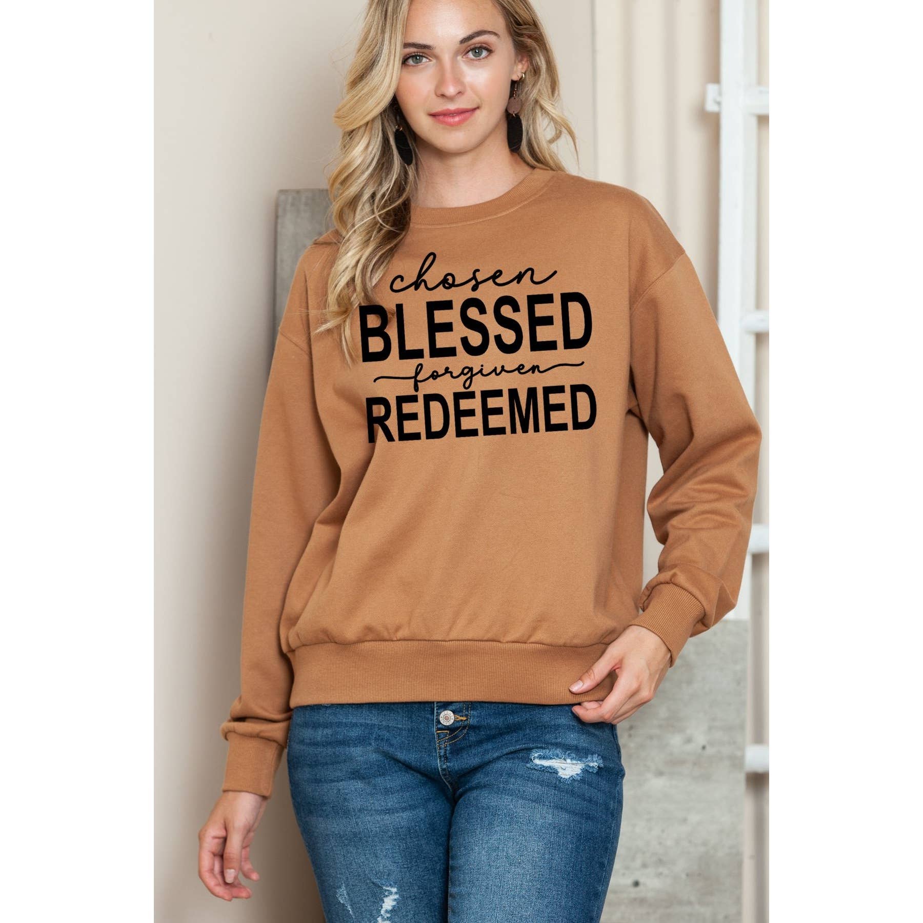 Blessed Chosen Redeemed - Long Sleeve Sweatshirt T-Shirts, Hoodie | PodTeesHub.com