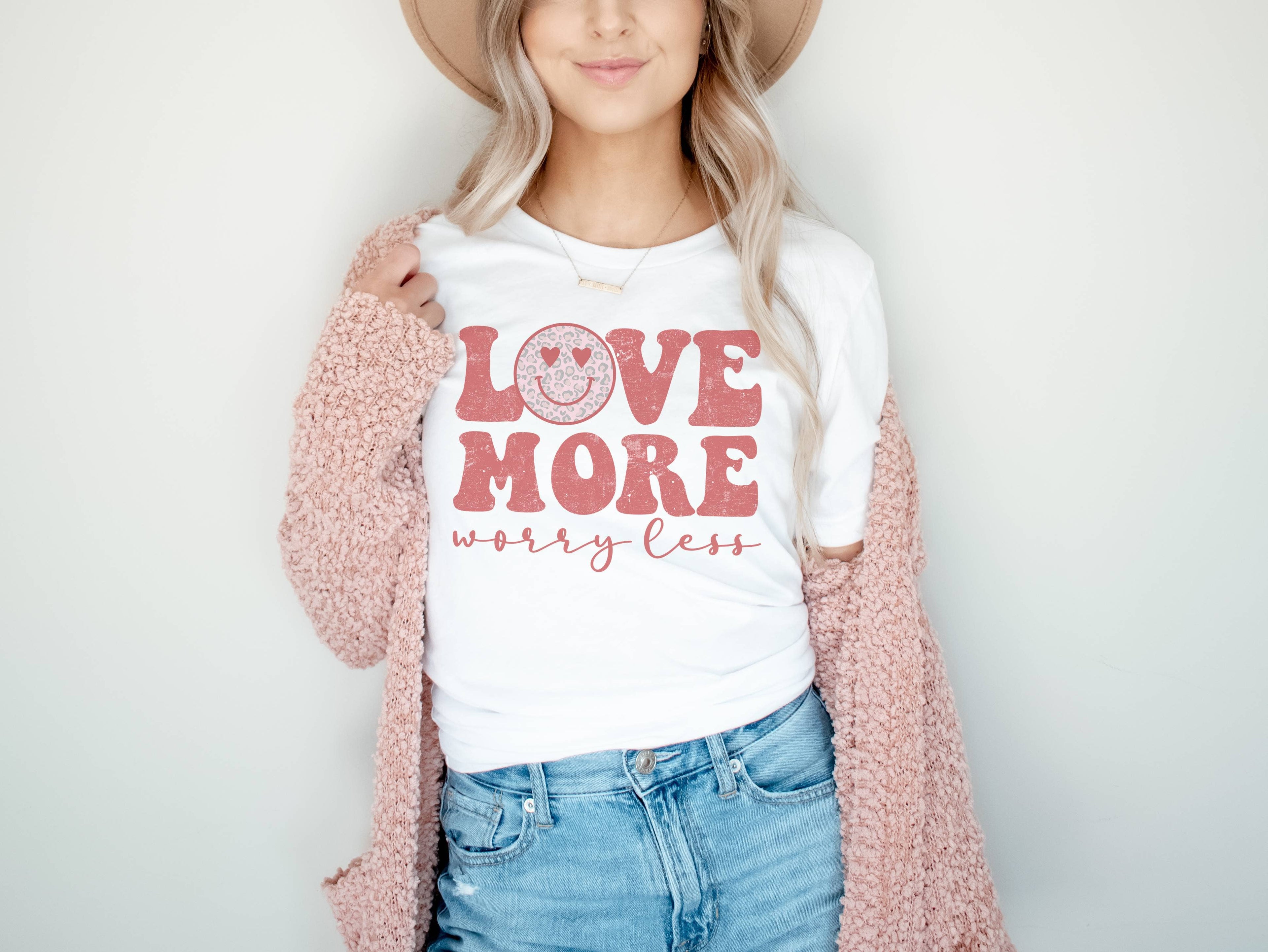 Love More Worry Less | Valentines Day Graphic Tee Hoodie, Sweatshirt | PodTeesHub.com