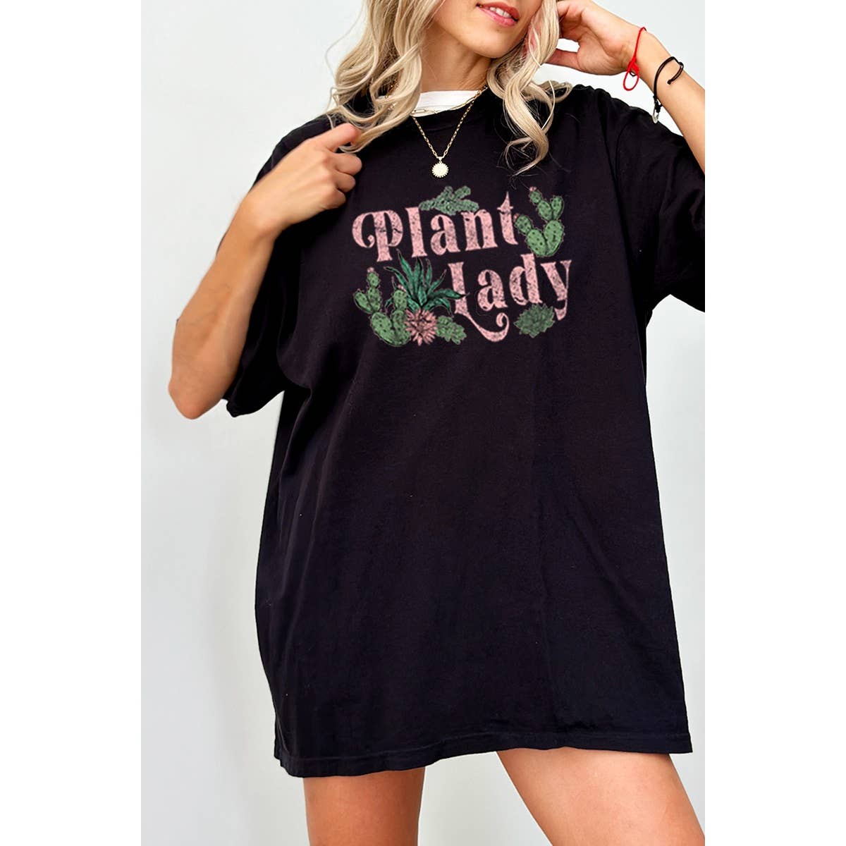 Plant Lady Graphic Oversized Tee Hoodie, Sweatshirt | PodTeesHub.com