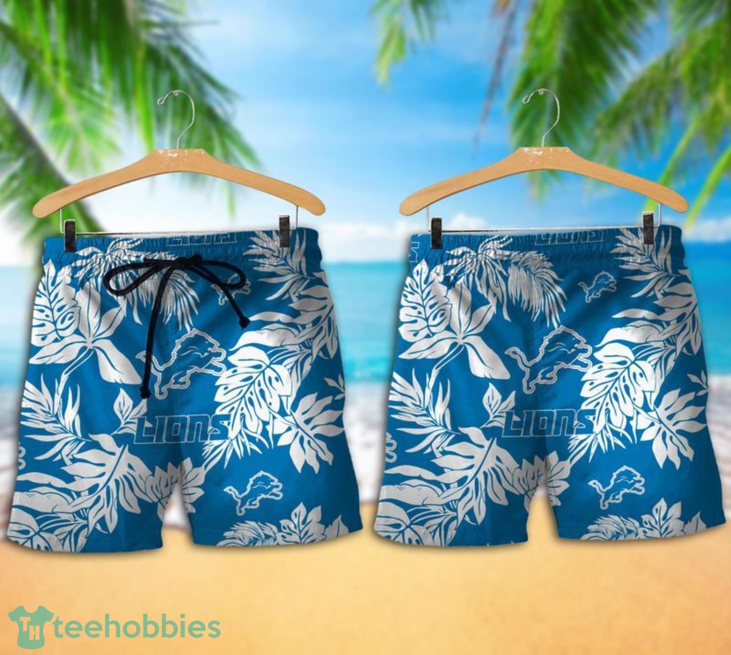 Detroit Lions Tropical Pattern Combo Hawaii Shirt and Shorts For Fans
