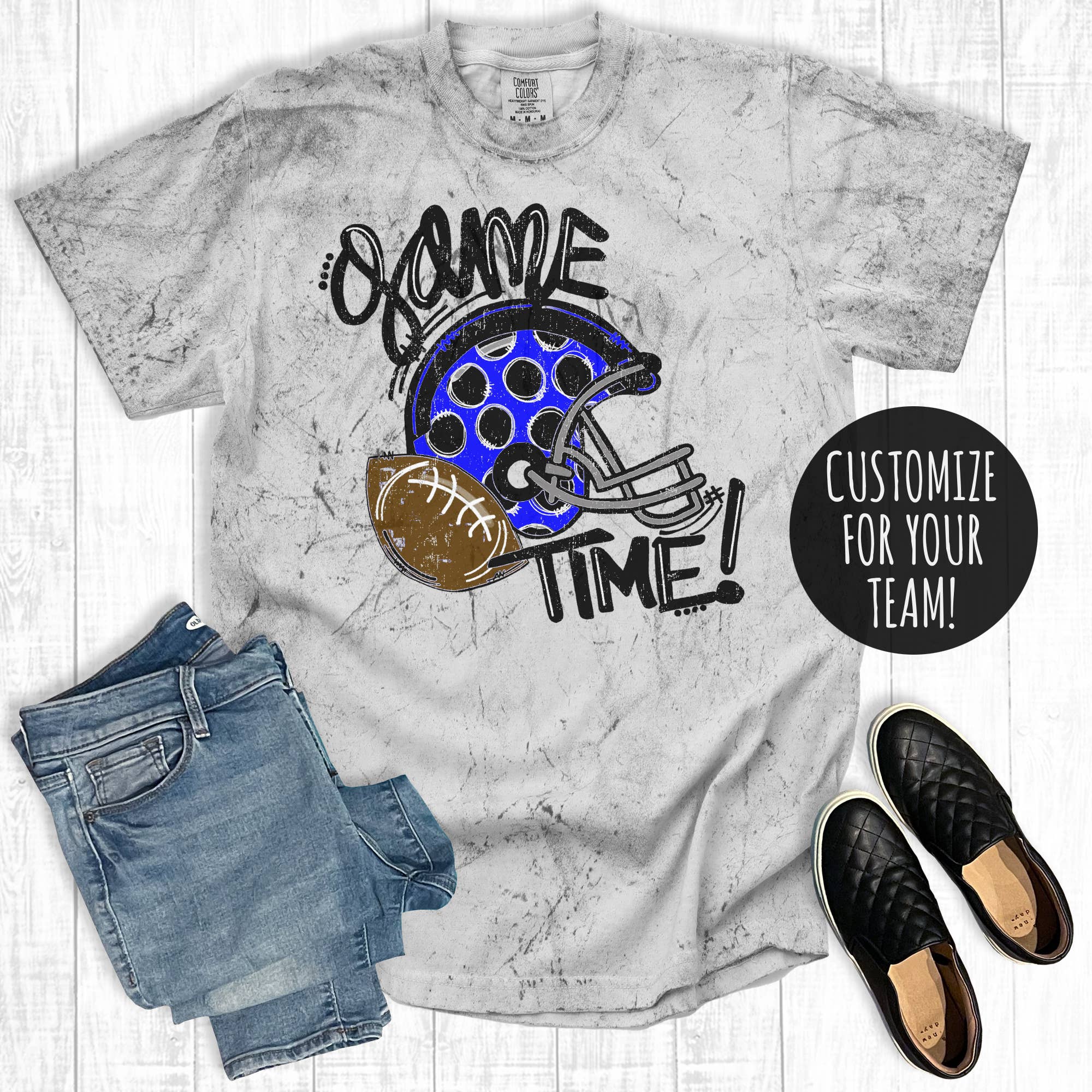 Custom Football Game Time Comfort Colors Graphic Tee Hoodie, Sweatshirt | PodTeesHub.com