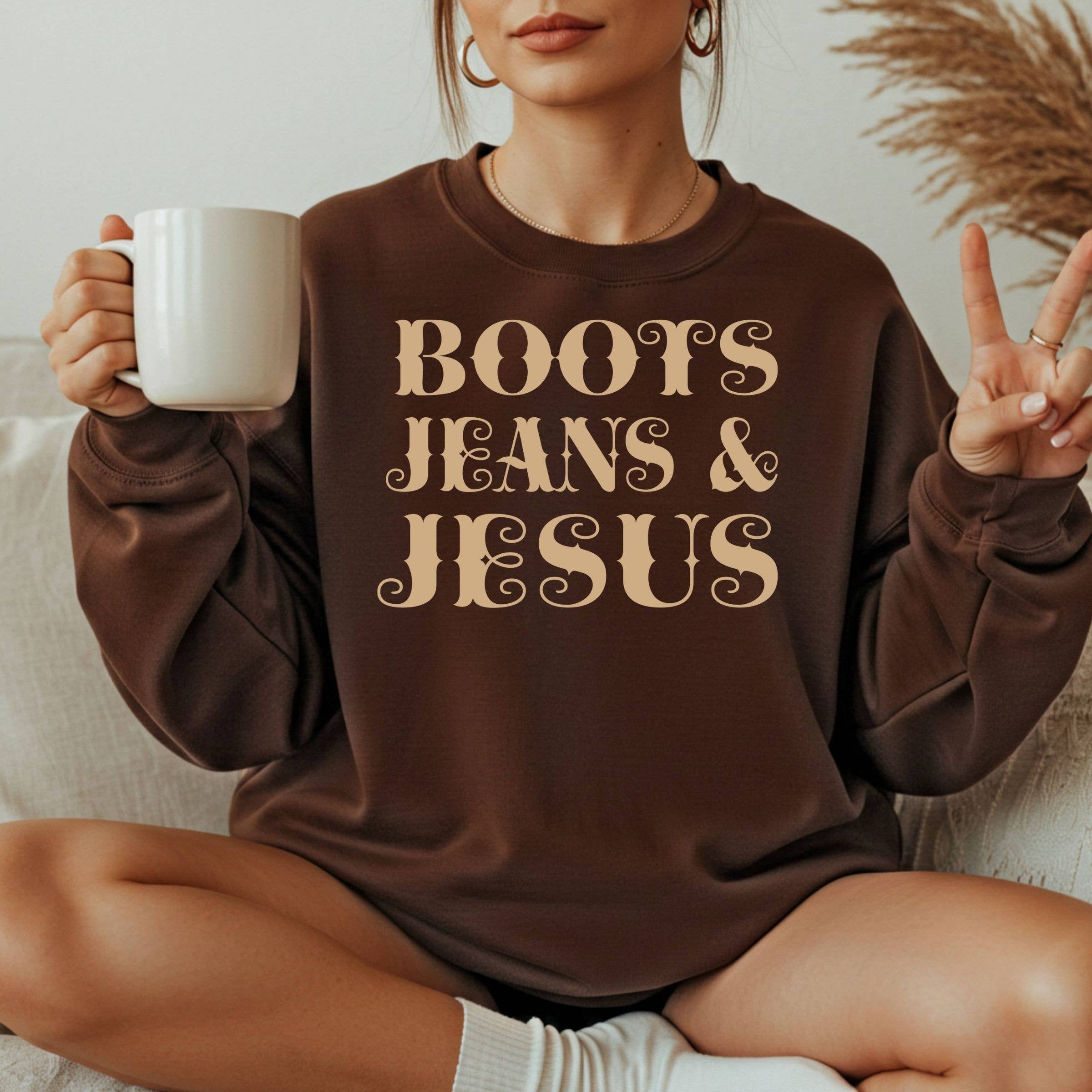 Boots Jeans and Jesus  Graphic Spring Western Sweatshirt T-Shirts, Hoodie | PodTeesHub.com