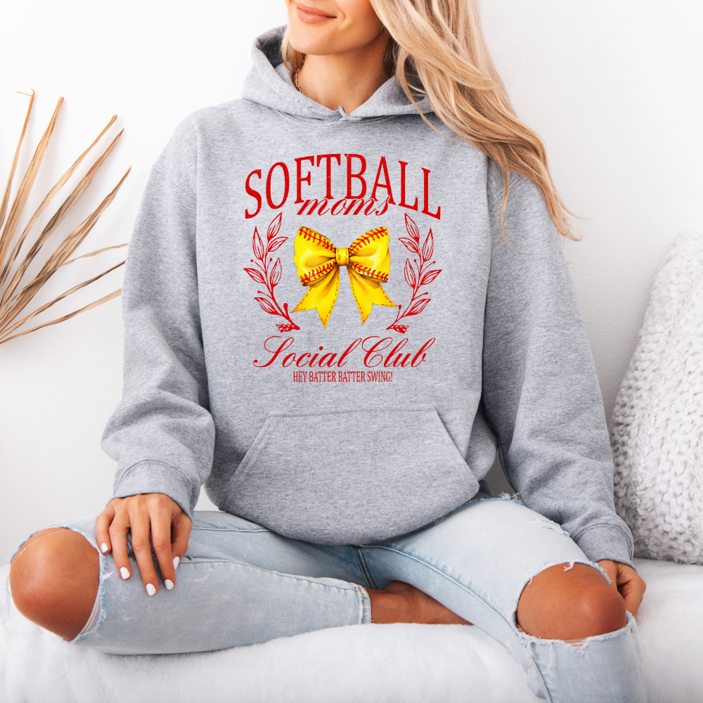 Softball Moms Social Club | Unisex Hoodie Sweatshirt T-Shirts | PodTeesHub.com