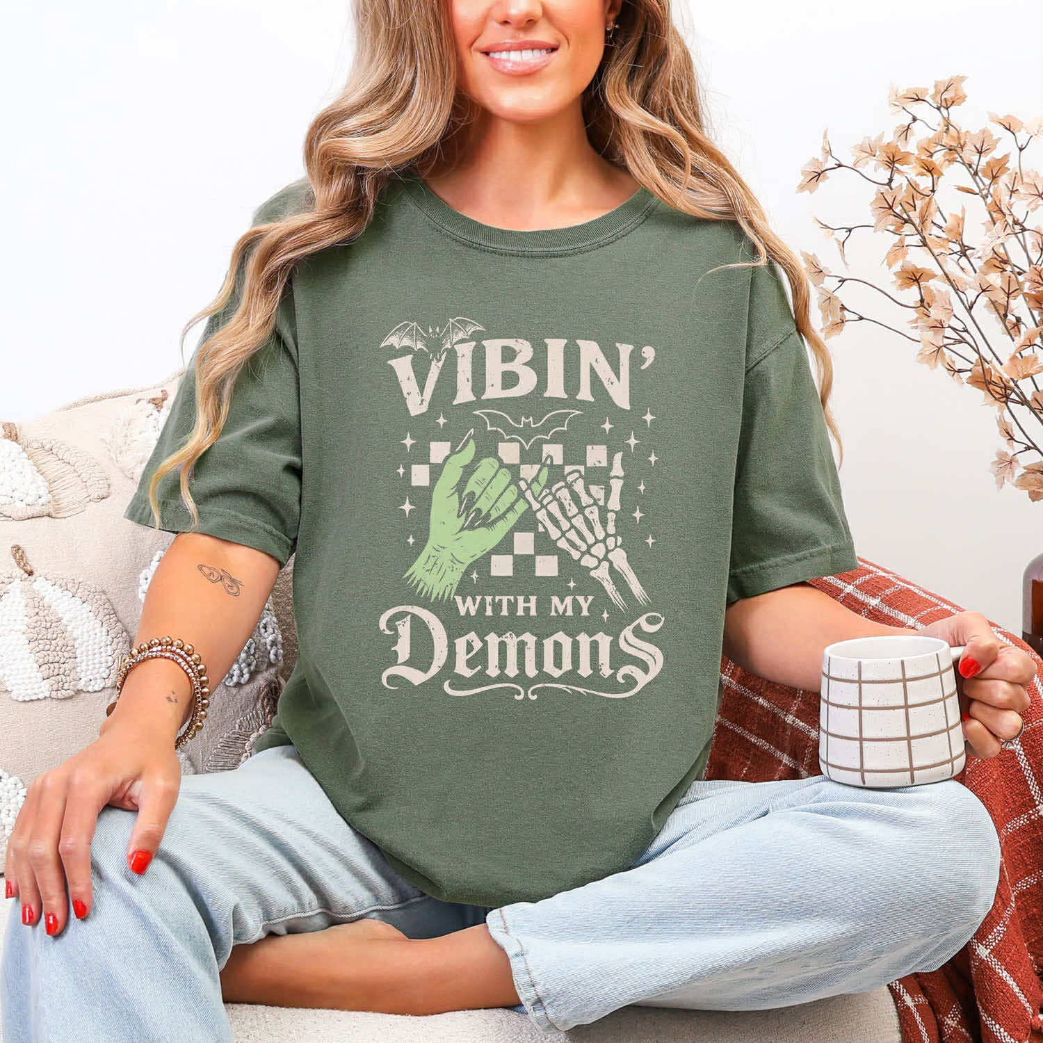 Vibin' with My Demons Tee Hoodie, Sweatshirt | PodTeesHub.com