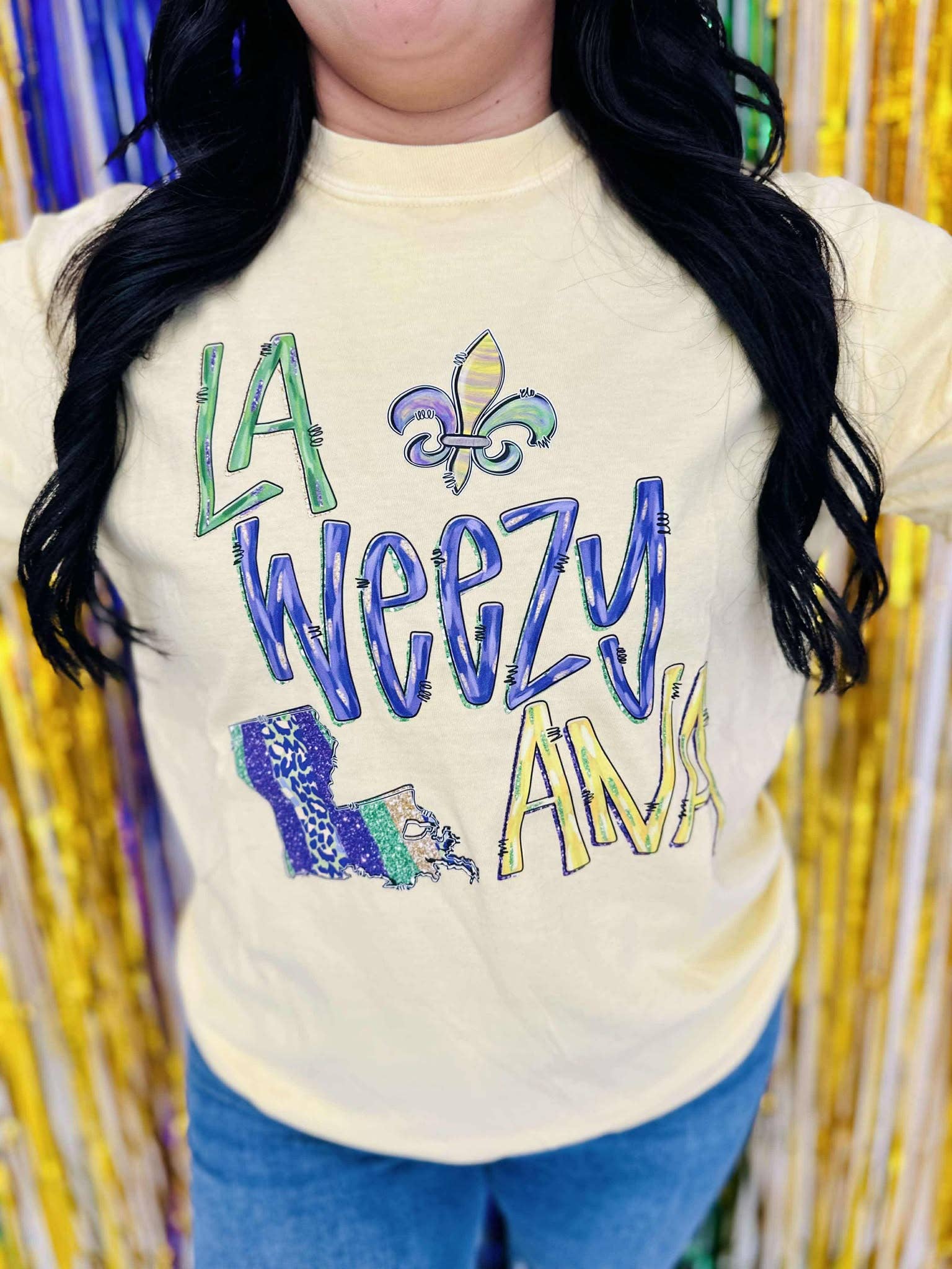 La Weezy Ana Mardi Gras Brush Stroke Dtf Tee Hoodie, Sweatshirt | PodTeesHub.com