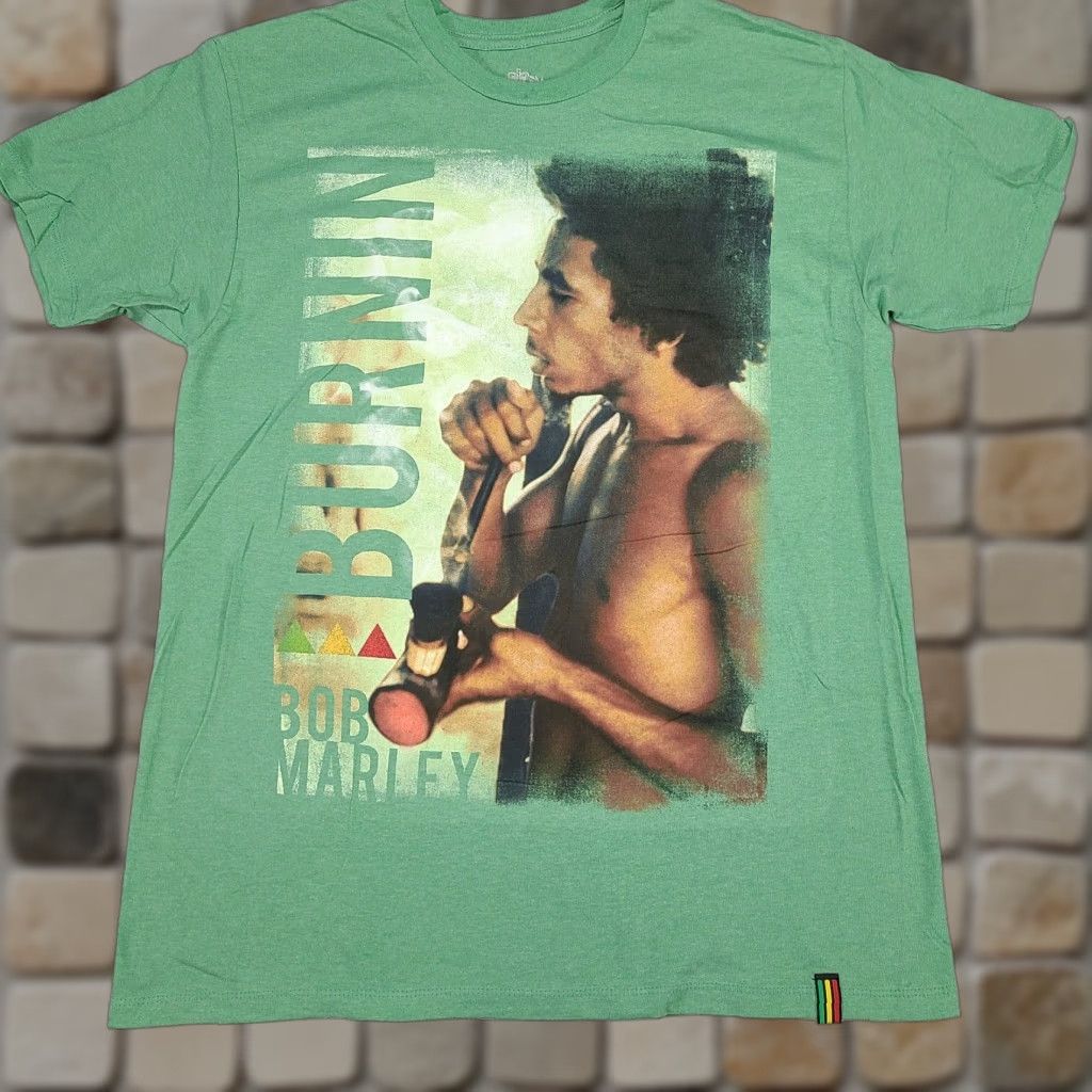 Vintage Burnin T Shirt Men L Green Cotton Bob Marley Ganja Rasta New Shirt Hoodie, Sweatshirt | PodTeesHub.com