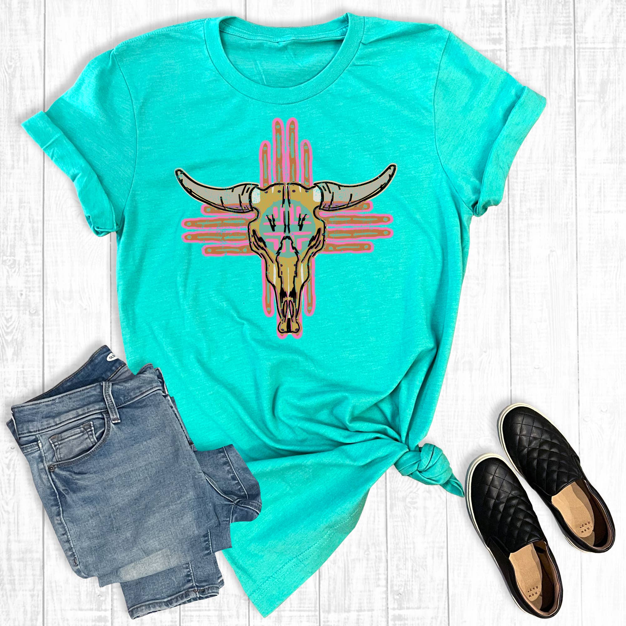 Western Colorful Cow Skull Graphic Tee Hoodie, Sweatshirt | PodTeesHub.com