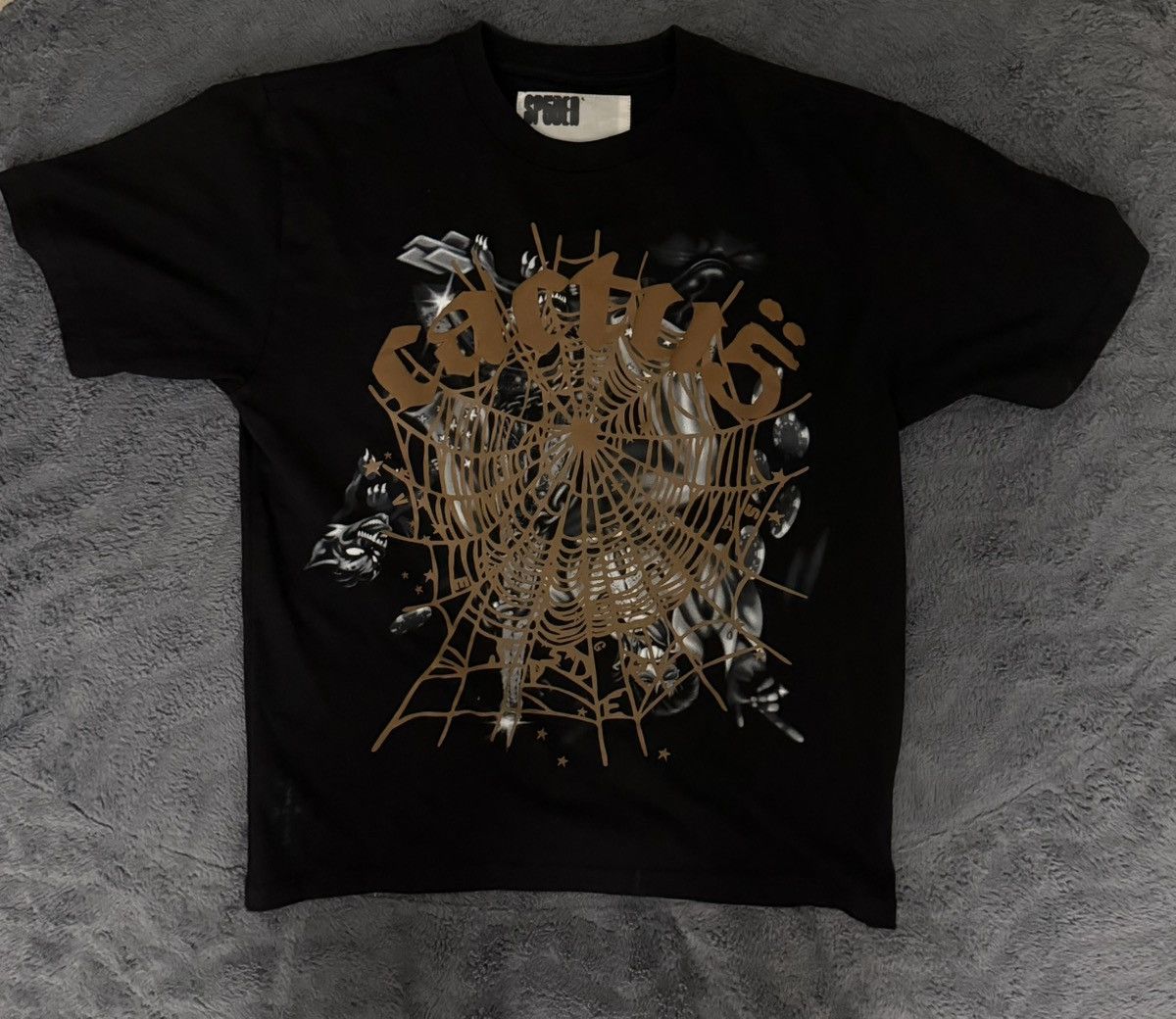 Travis Scott Cactus Jack X Sp5der Airbrush Tee Hoodie, Sweatshirt | PodTeesHub.com