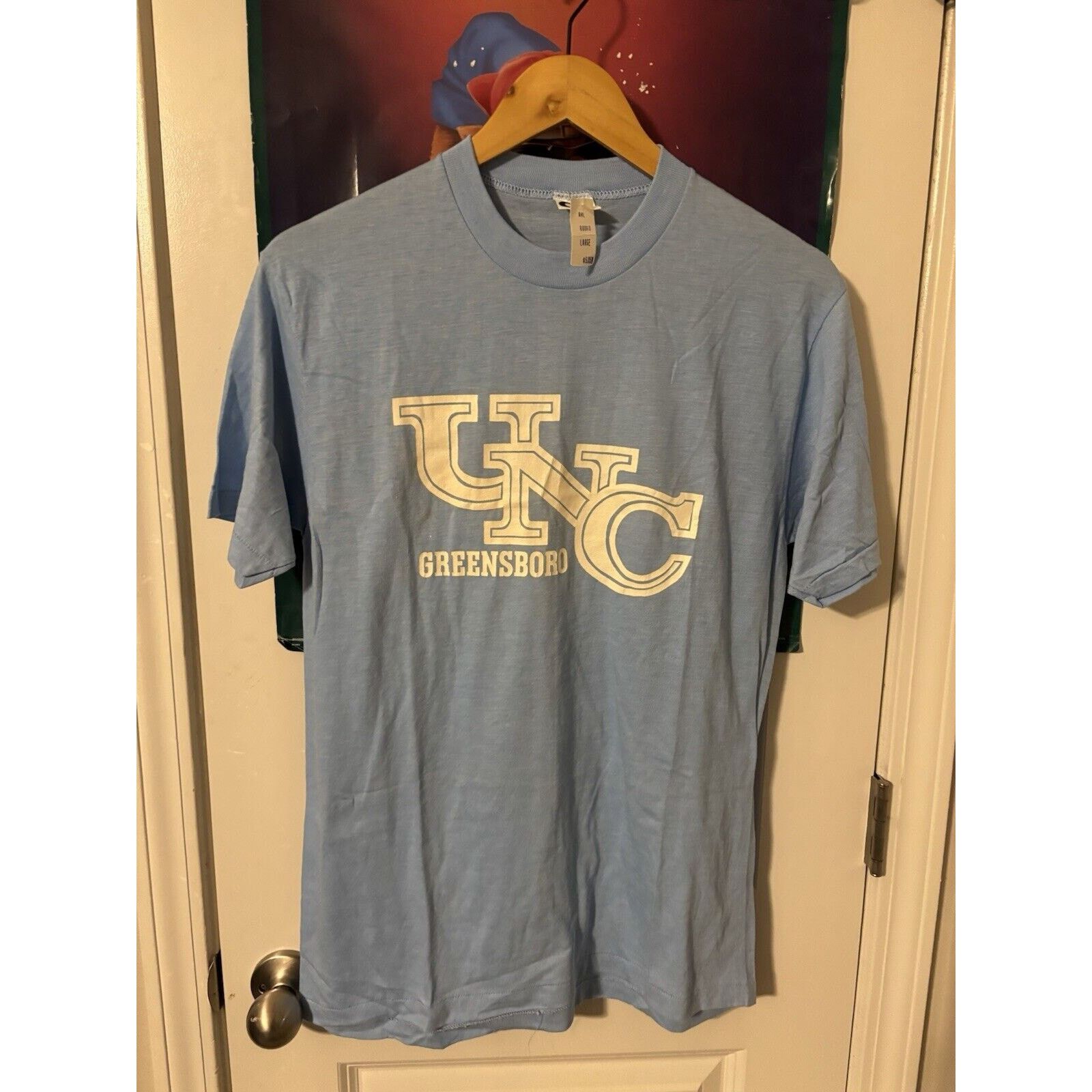 Other Vintage Light Blue Uncg Graphic Shirt Blue 70s 80s T Shirt L Hoodie, Sweatshirt | PodTeesHub.com