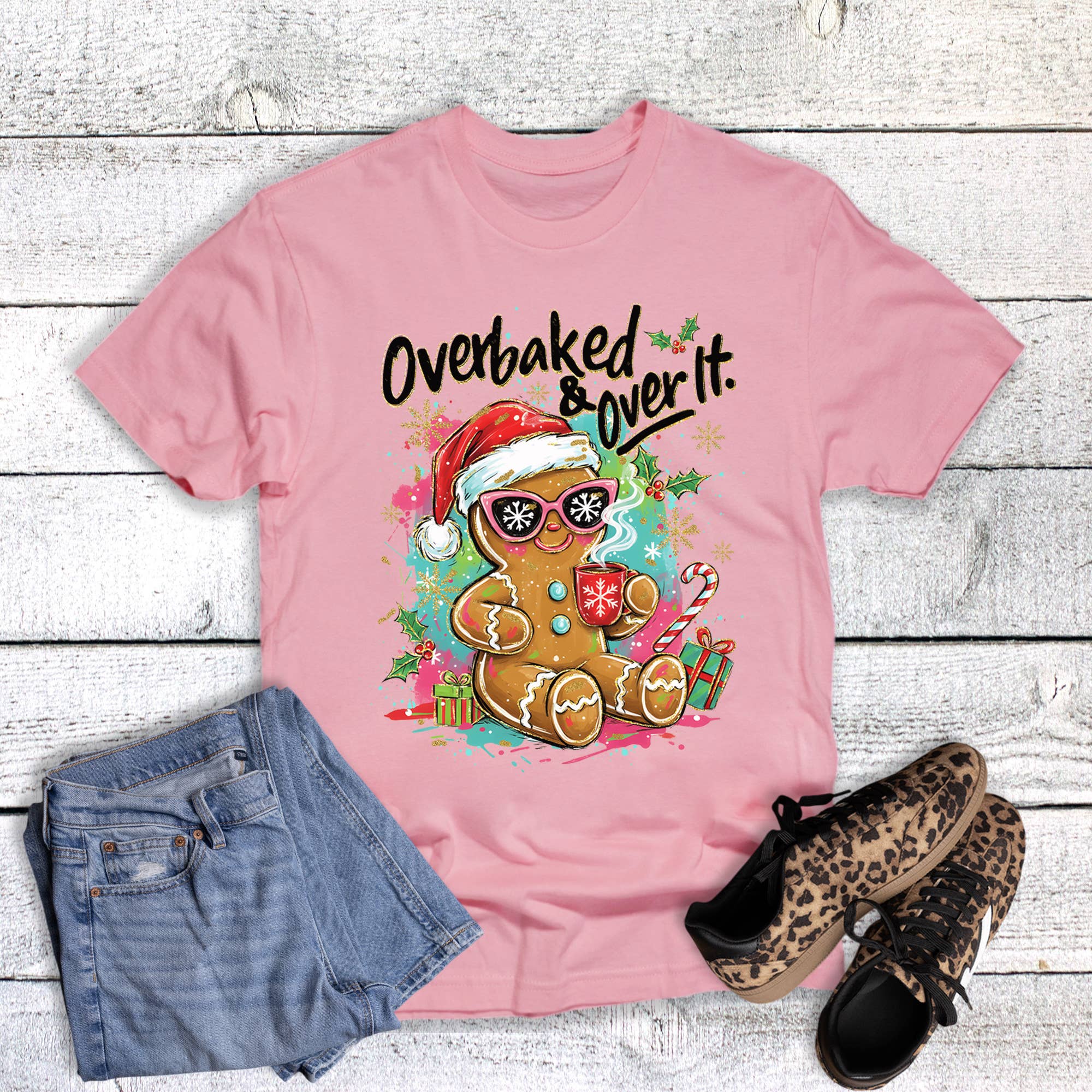 Christmas Funny Overbaked Over It Gingerbread Graphic Tee Hoodie, Sweatshirt | PodTeesHub.com