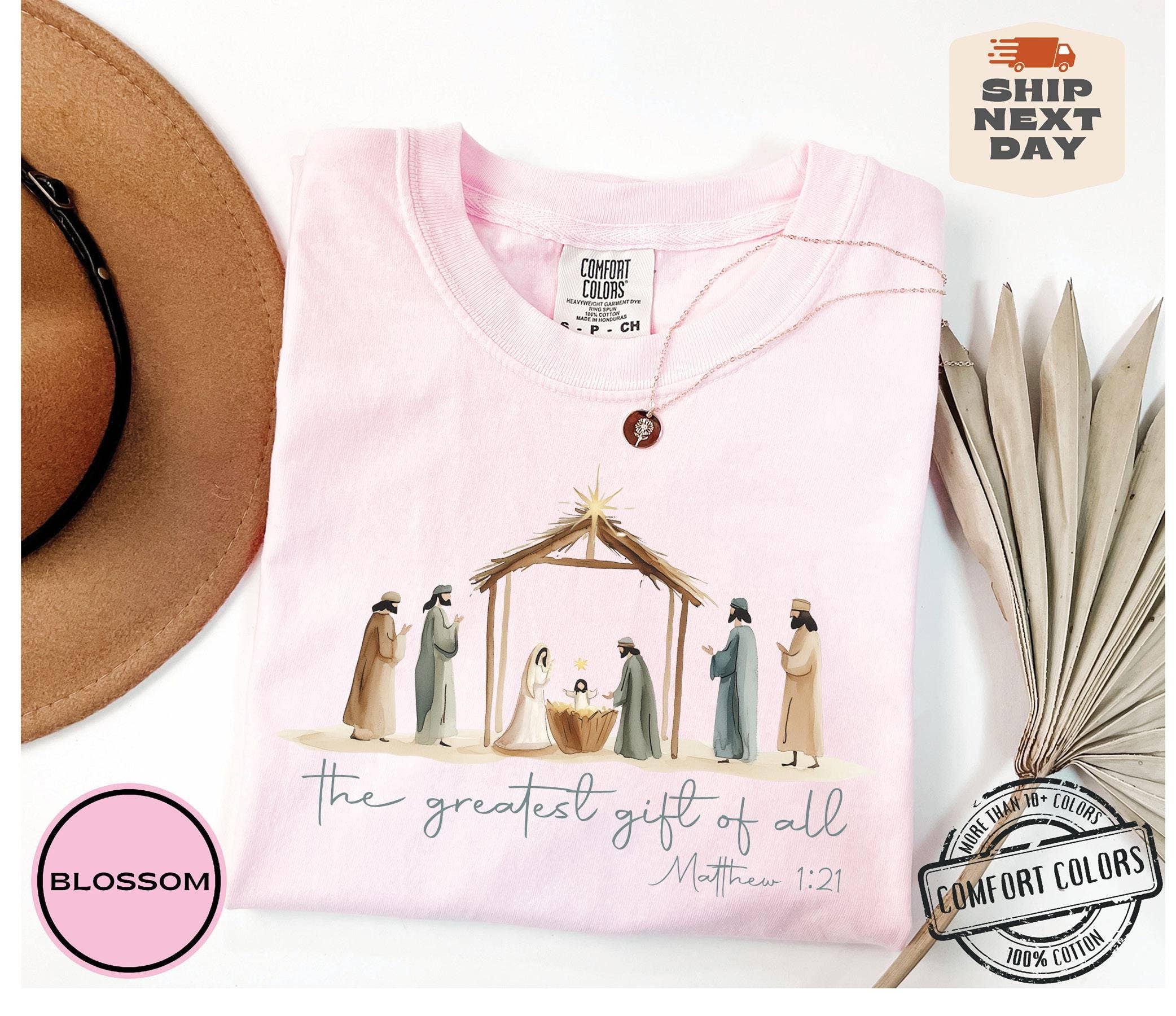 The Greatest Gift Christmas Nativity Shirt Hoodie, Sweatshirt | PodTeesHub.com