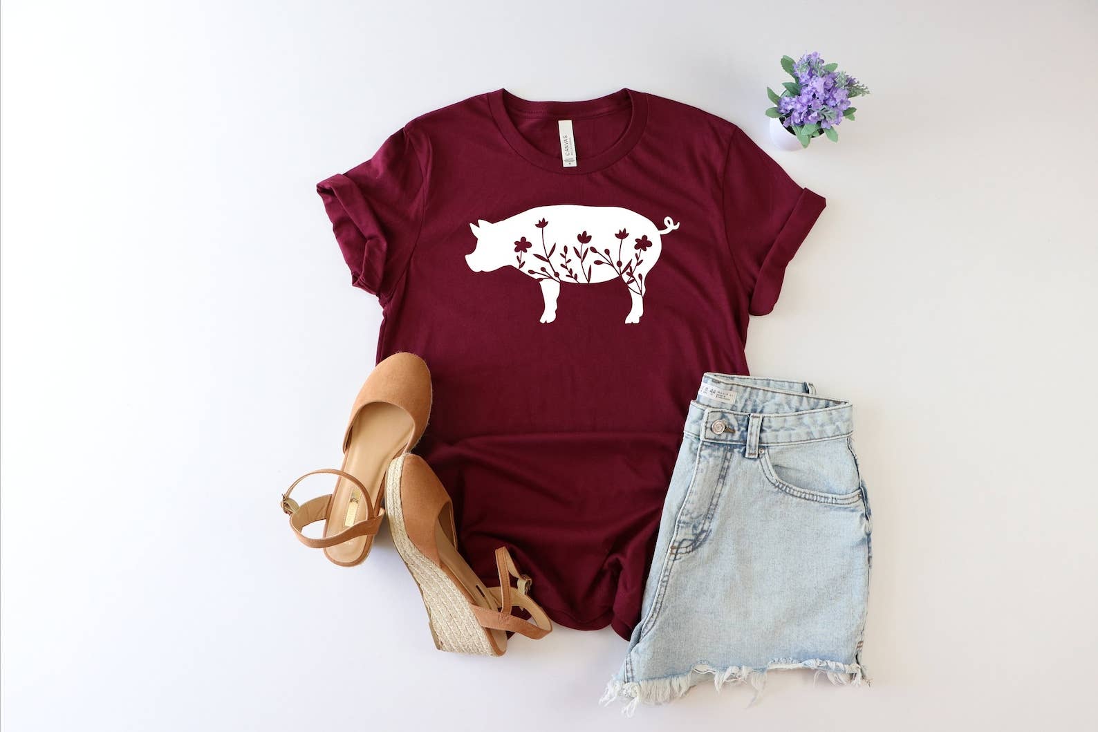 Floral Pig T-Shirt Hoodie, Sweatshirt | PodTeesHub.com
