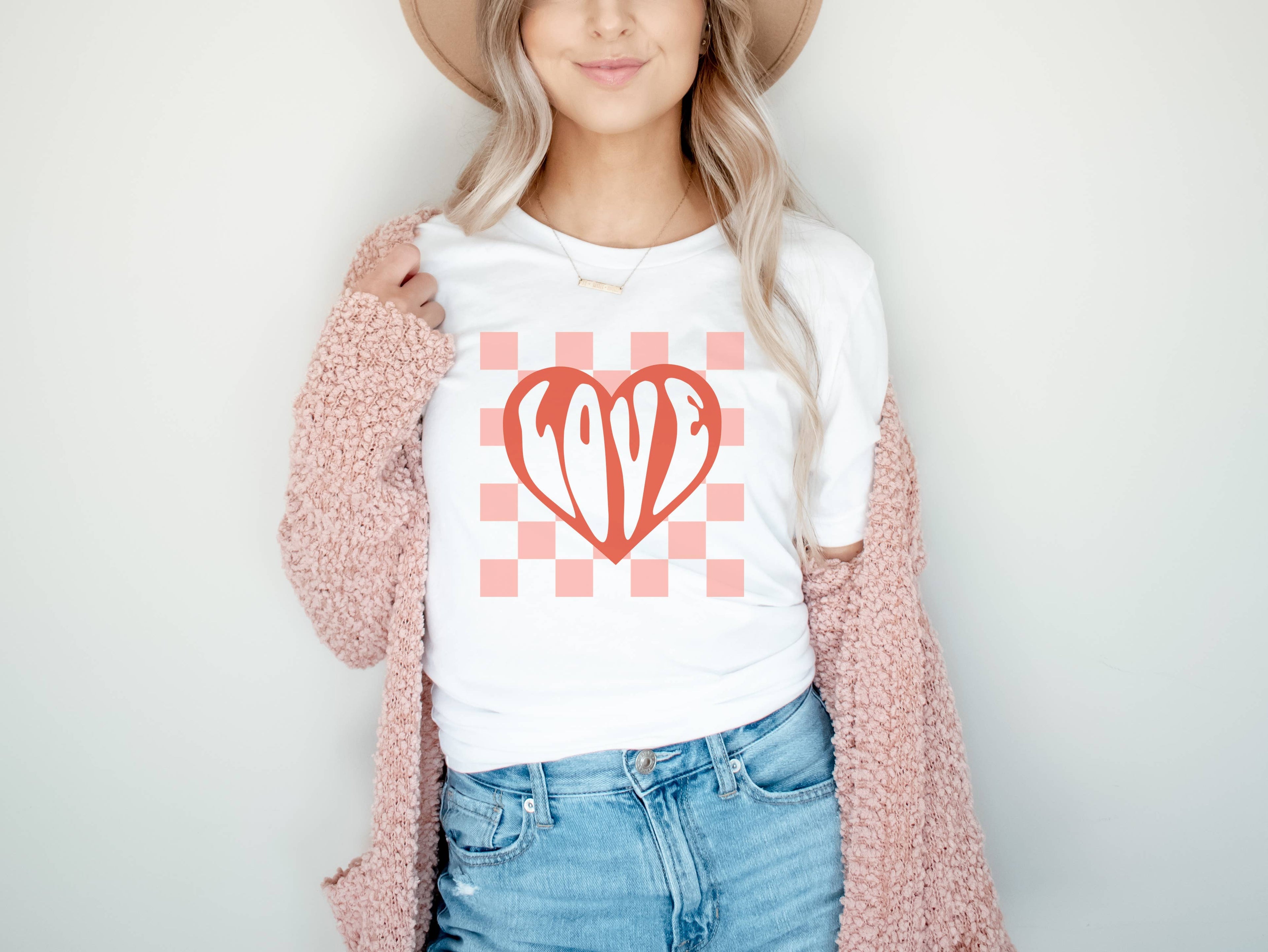 Love Checkered Heart Valentine Tee Hoodie, Sweatshirt | PodTeesHub.com
