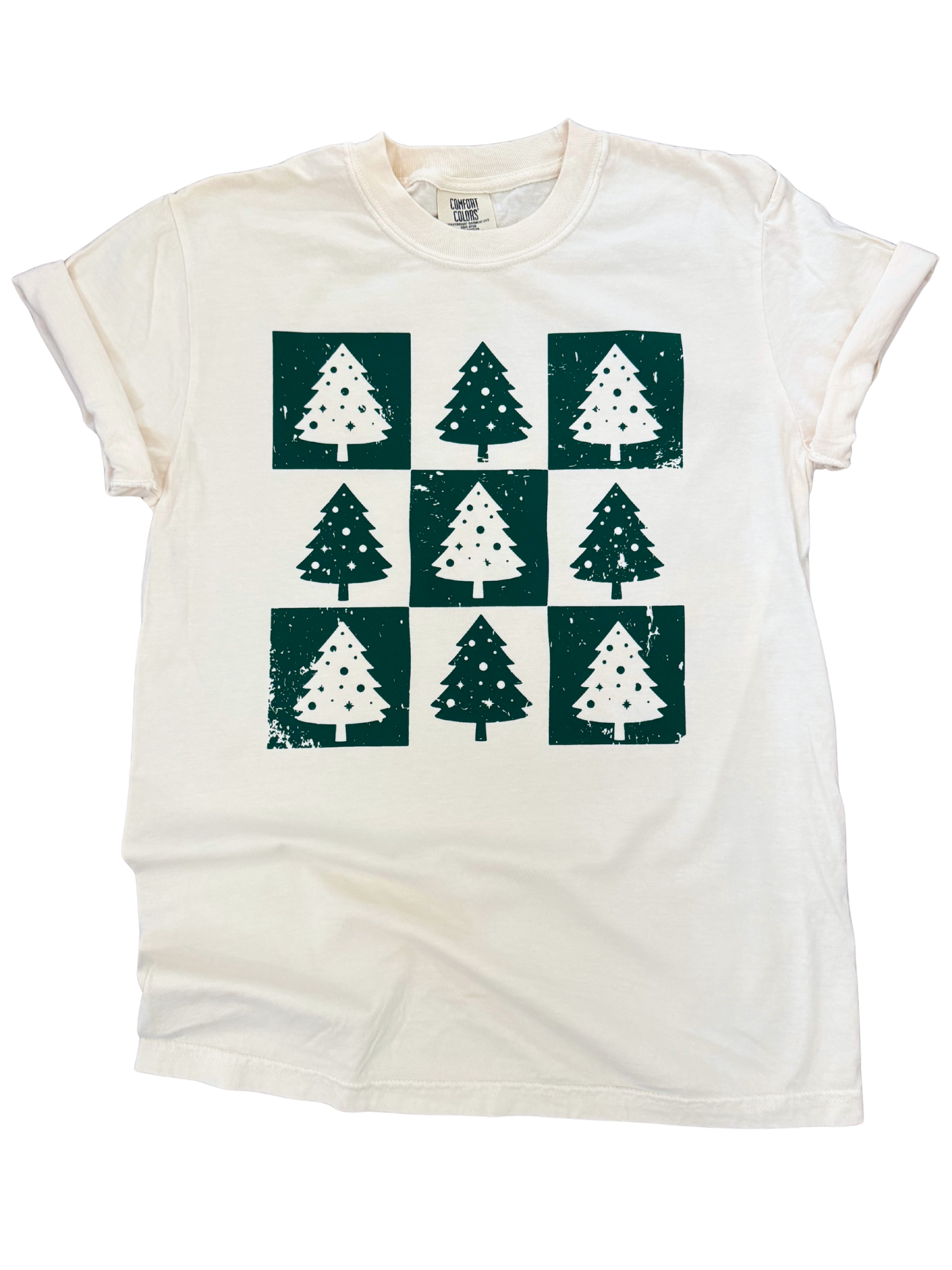 Retro Checkered Trees Christmas Tee Hoodie, Sweatshirt | PodTeesHub.com